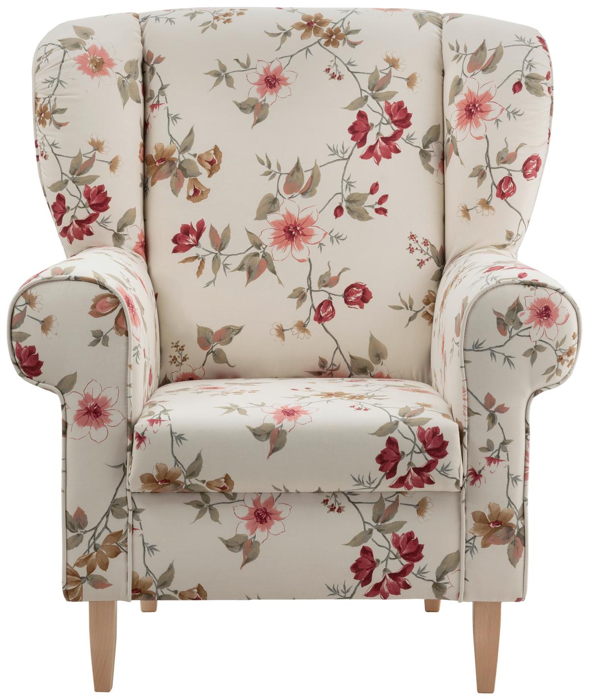 Relaxsessel Asino Beige/Rot Webstoff - Beige/Rot, KONVENTIONELL, Holz/Textil (80/102/86cm) - Livetastic