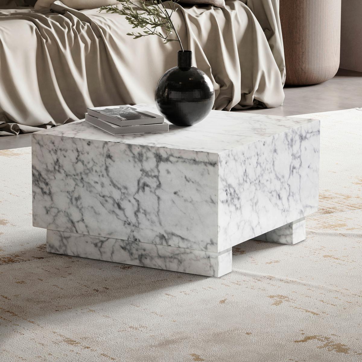 Klubska Miza Monobloc - bela/visoki sijaj, Trendi, leseni material (60/60/35cm) - Livetastic