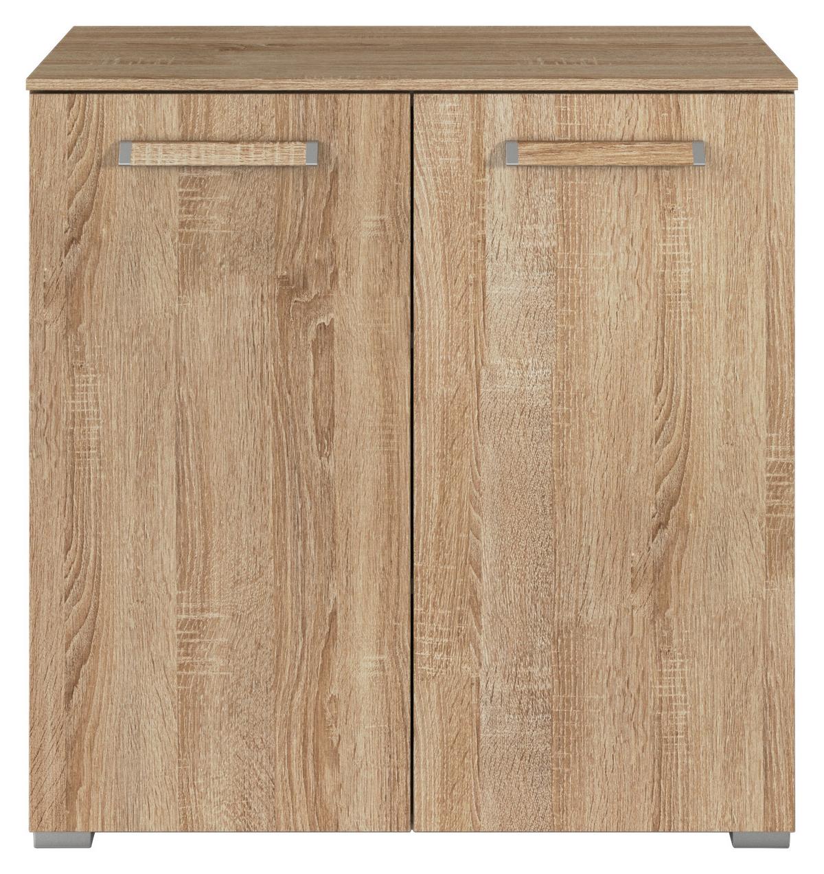 Komoda Evelyn, Barva Hrasta - srebrne barve/hrast sonoma, Design, umetna masa/leseni material (80/81/42cm) - Novel
