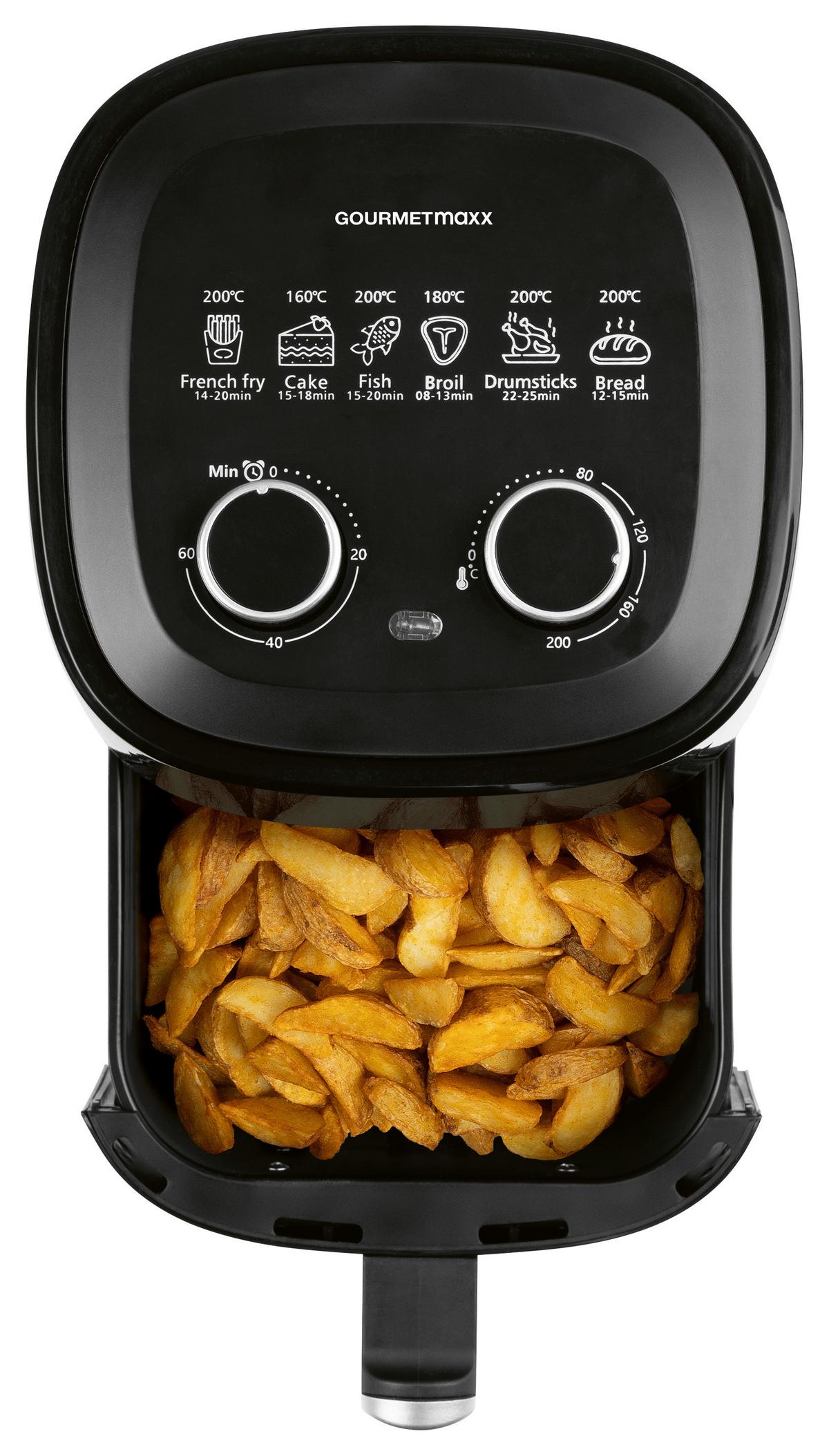 Heißluftfritteuse Gourmetmaxx Schwarz max. 1350 Watt - Schwarz, MODERN, Kunststoff/Metall (29/22,5/29,5cm)