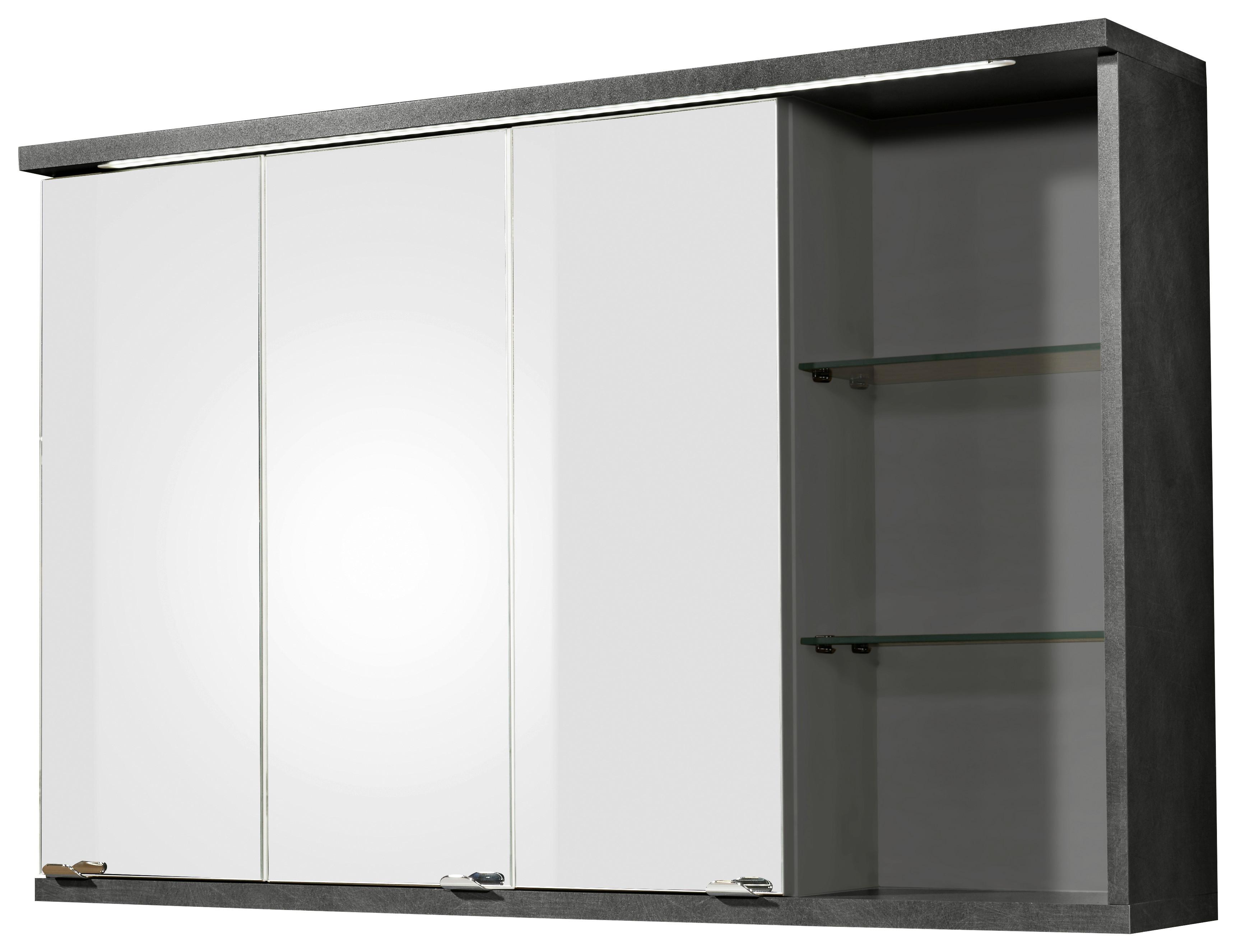 Spiegelschrank in Anthrazit/Weiss - Weiss Hochglanz/Anthrazit, Modern, Glas/Holzwerkstoff (110/70/21cm) - Mömax