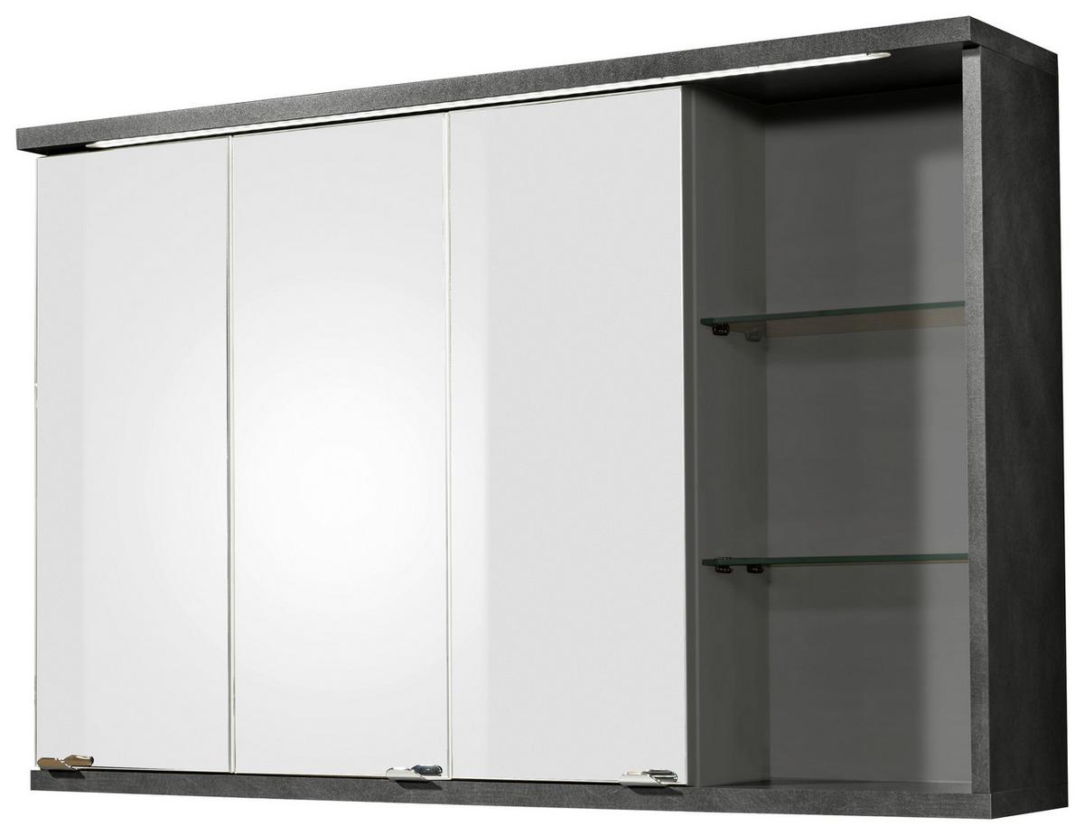 Spiegelschrank in Anthrazit/Weiss - Weiss Hochglanz/Anthrazit, Modern, Glas/Holzwerkstoff (110/70/21cm) - Mömax