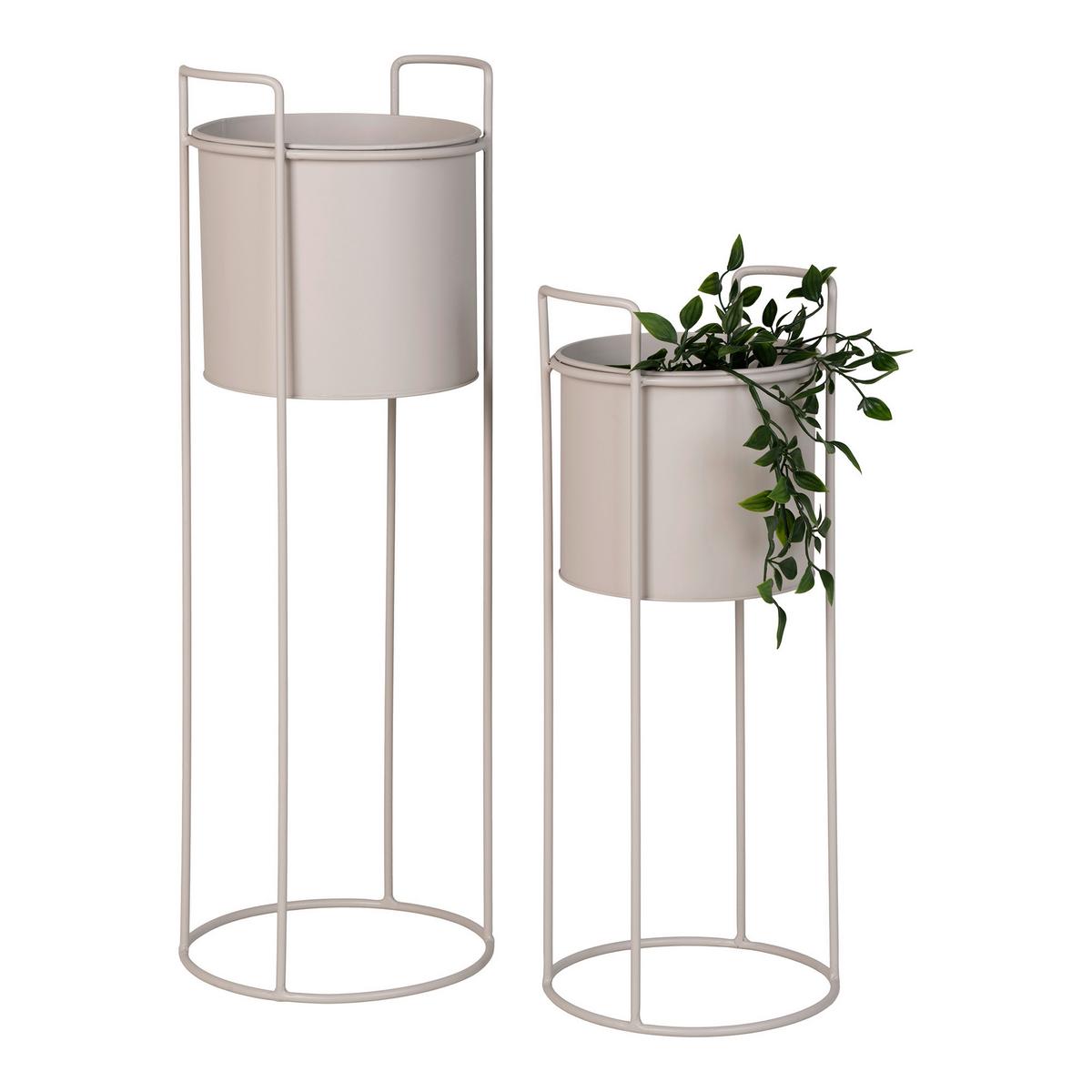 Übertopf-Set Rabo Flowerpot Beige 2-teilig - Beige, Design, Metall