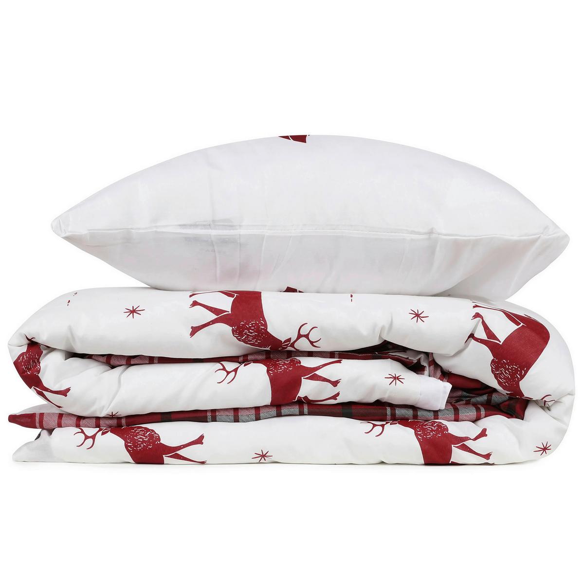 POŚCIEL GEYIK - CLARET RED V2 - czerwony/biały, Basics, tkanina (135/200cm) - X-Mas