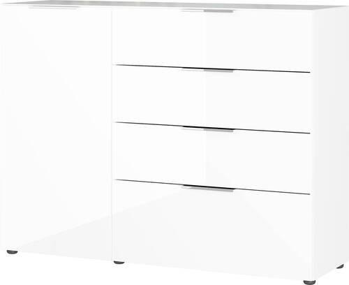 sideboard in Weiss - Chromfarben/Weiss, Modern, Glas/Holzwerkstoff (134/102/42cm) - Premium Living