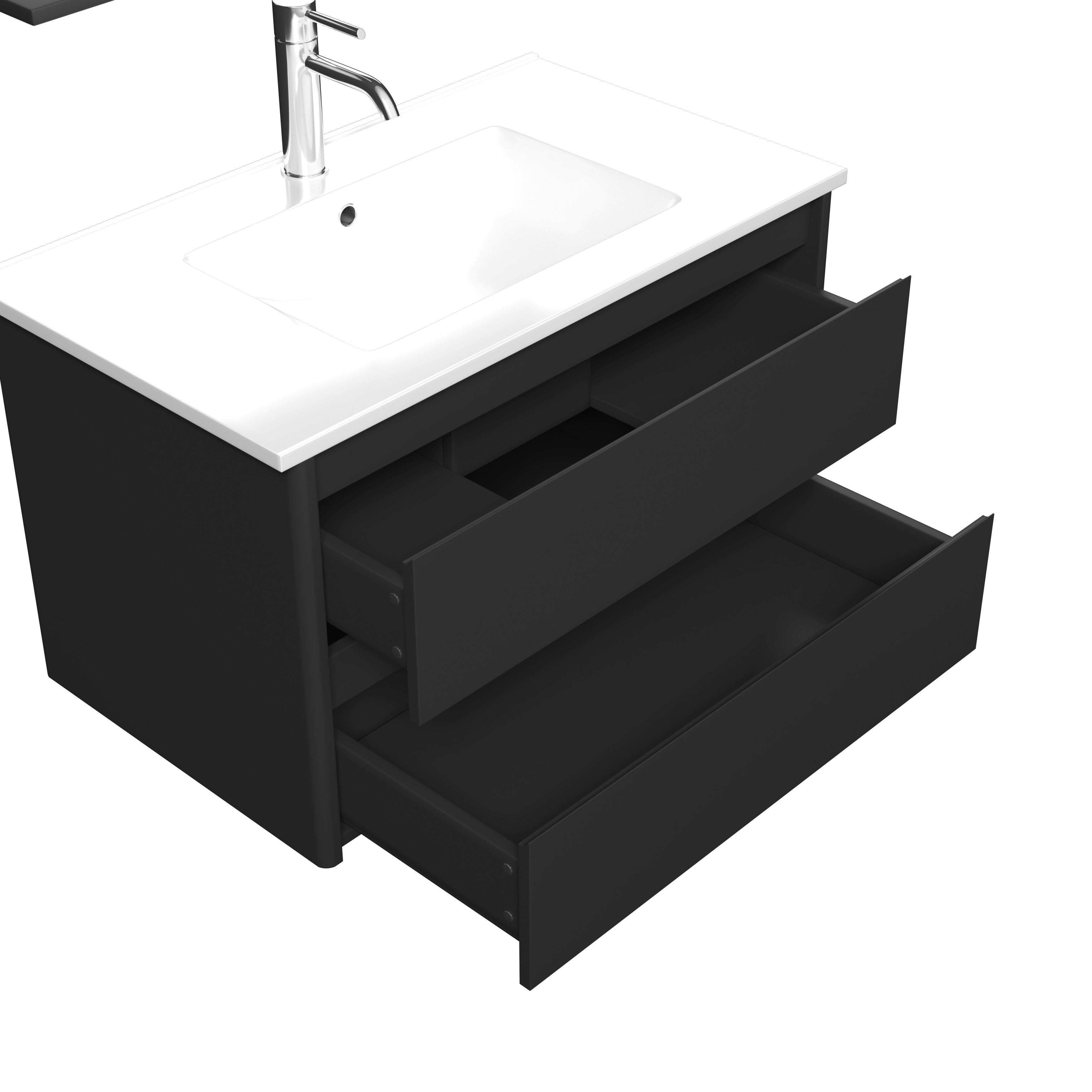 BADRUM LUCY - vit/svart, Modern, trämaterial/glas - Bessagi Home
