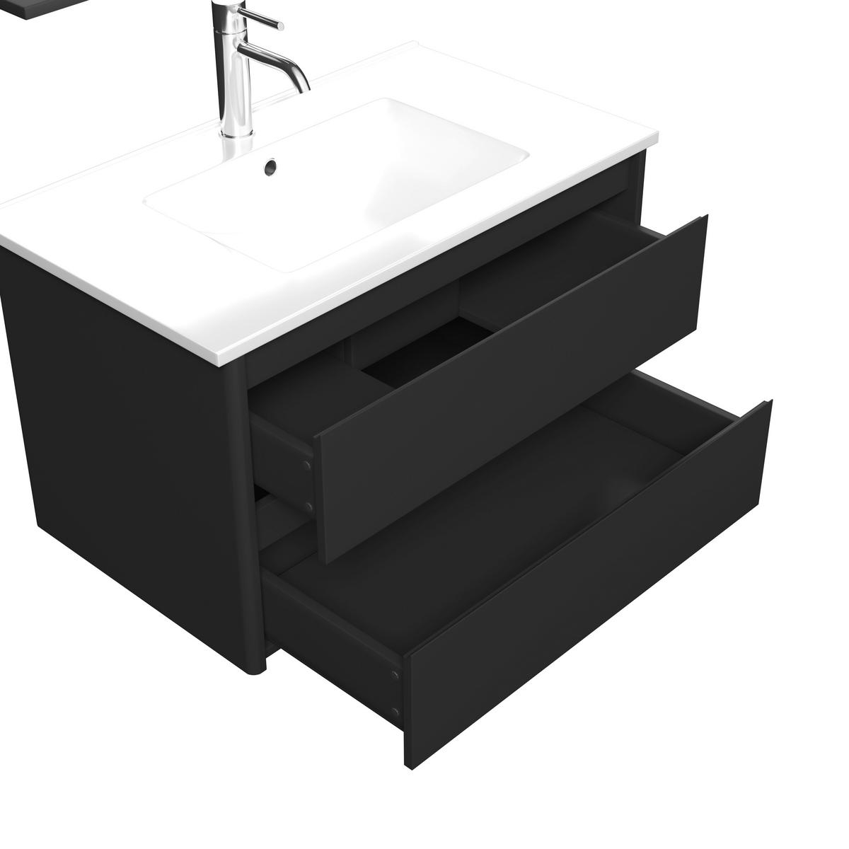 Badezimmer Lucy Schwarz 3- teilig - Schwarz/Weiß, MODERN, Glas/Keramik - Bessagi Home