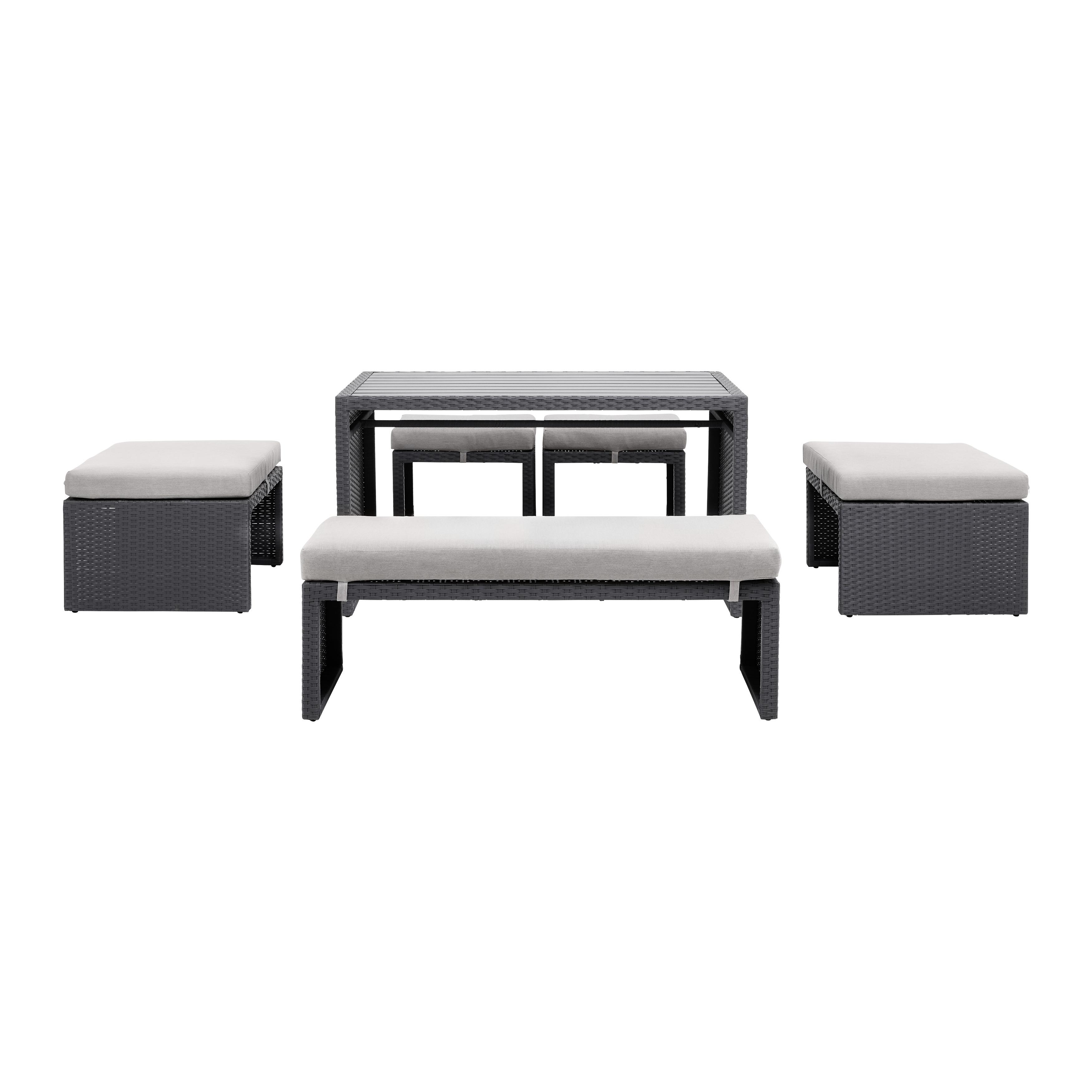 Lounge Garnitúra Camelie - Sötétszürke, modern, Műanyag/Fém - Bessagi Garden
