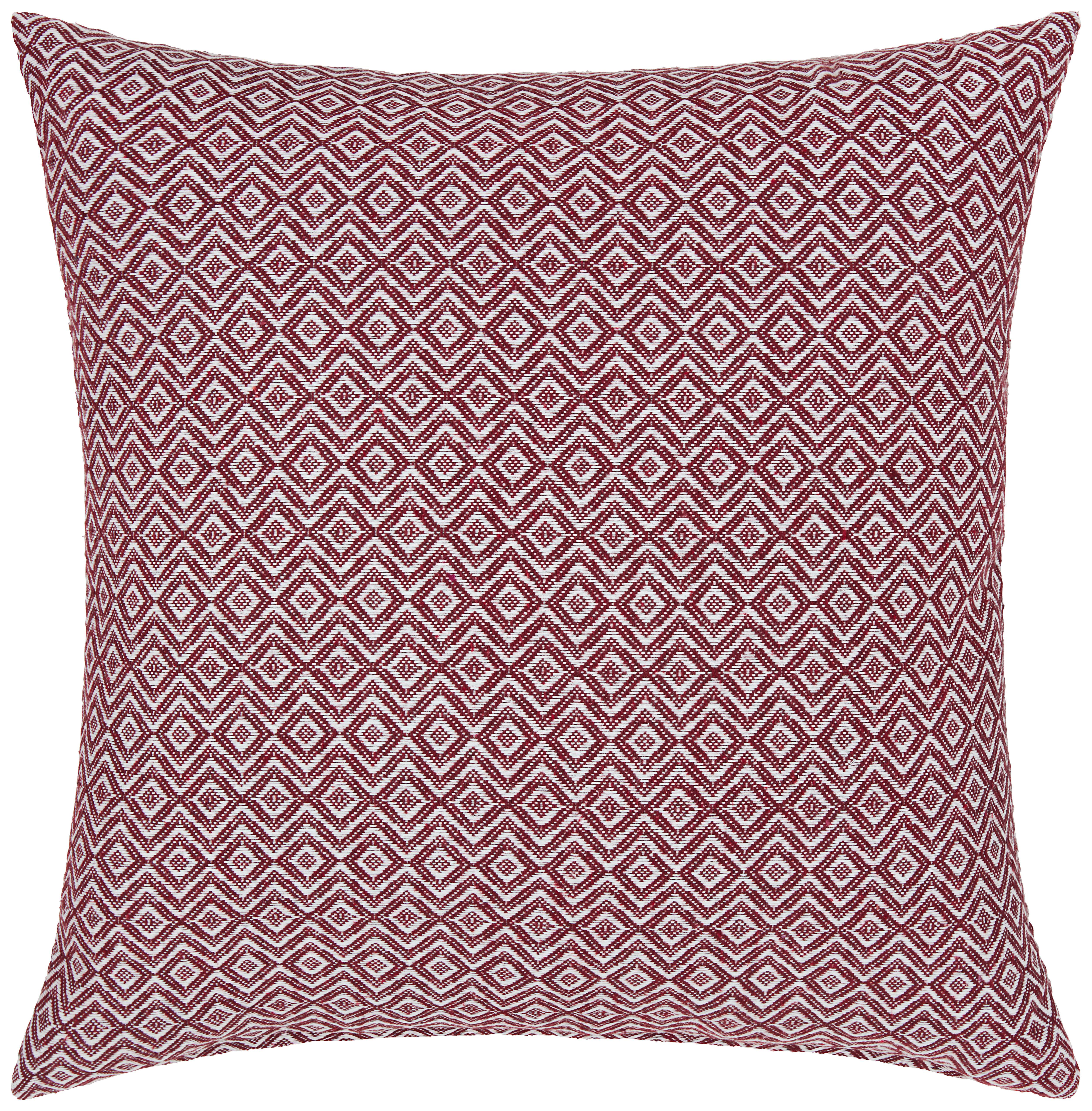 Zierkissen Dobby Raute in Rot/Weiß ca. 45x45cm - Rot/Weiß (45/45cm) - Premium Living