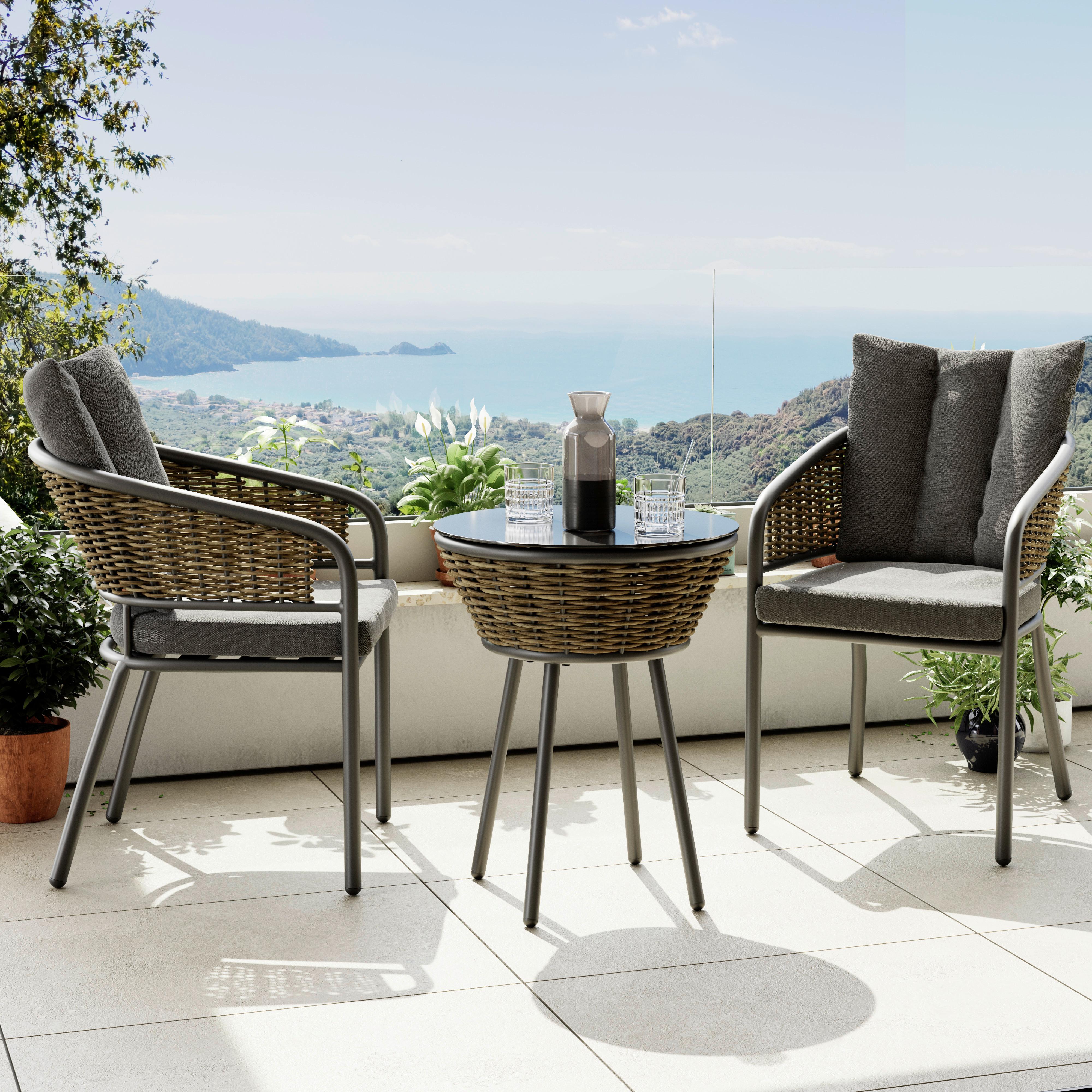 Balkonski Set Tess - antracit, Moderno, staklo/tekstil (174/75/61cm) - Mömax