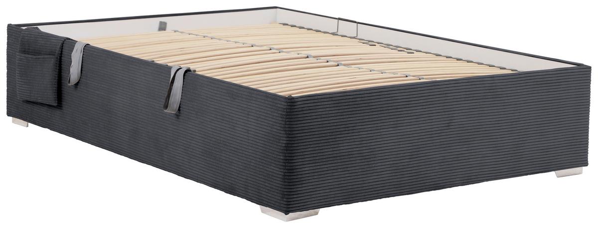 Bett Remi Graphitfarben ca. 120x200cm - Chromfarben/Graphitfarben, KONVENTIONELL, Holz/Kunststoff (120/200cm) - Mömax