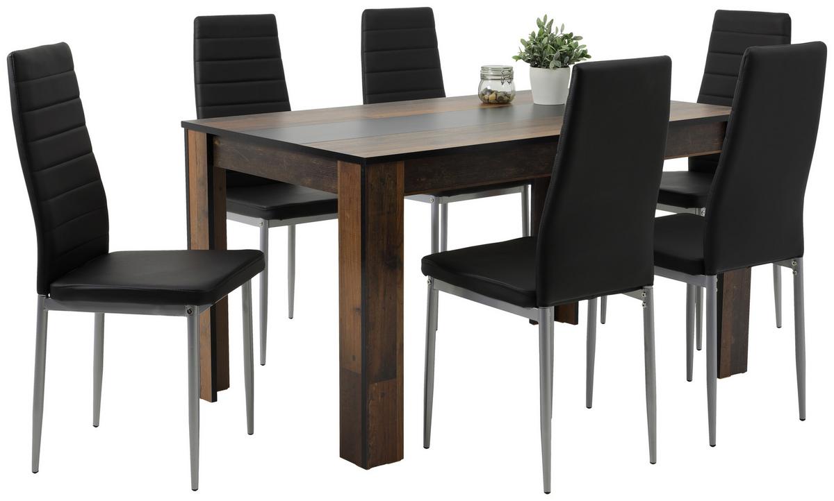 Tischgruppe Helene Braun/Schwarz - Schwarz/Braun, MODERN, Holzwerkstoff/Kunststoff (140cm) - MID.YOU