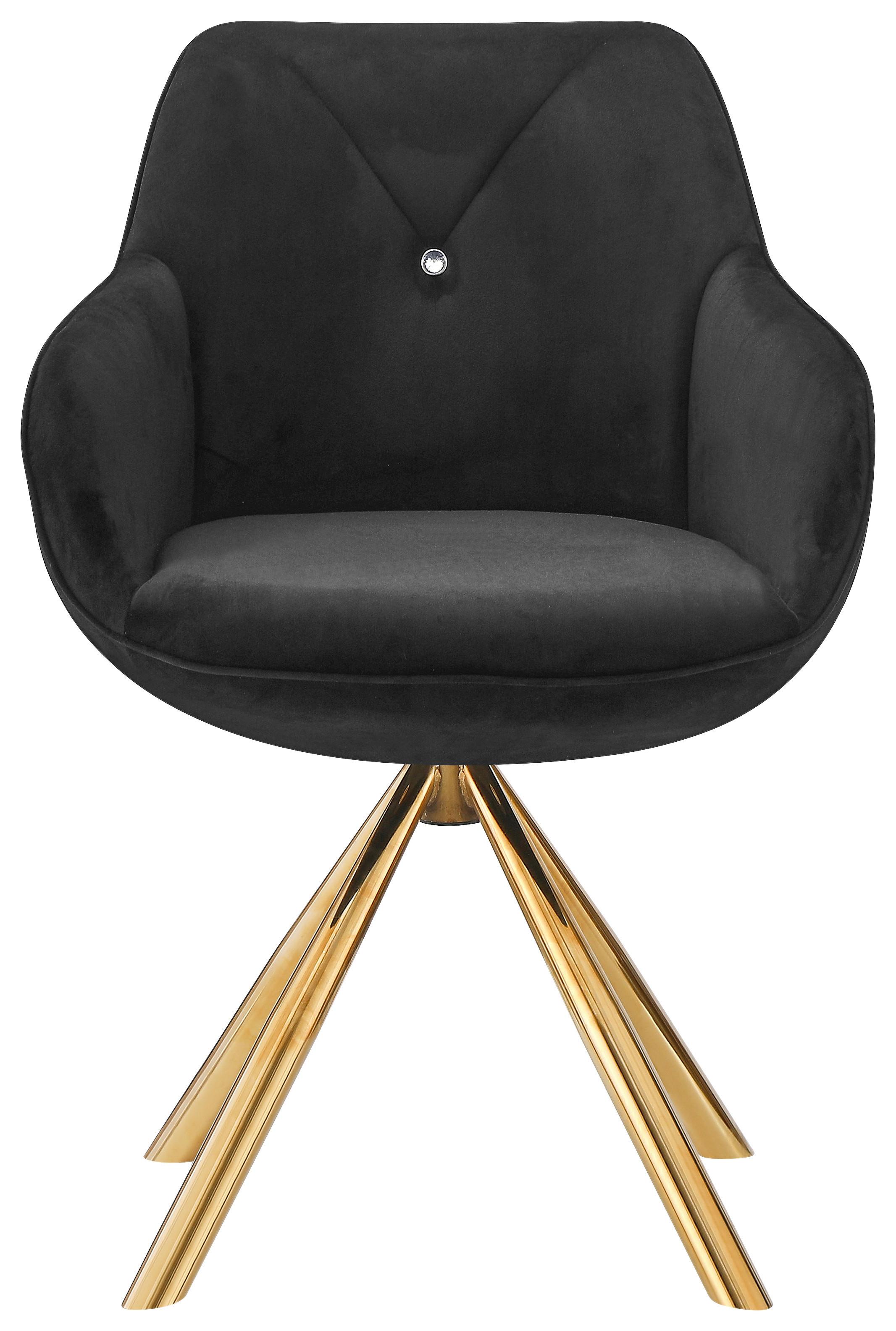 STOL MED ARMSTÖD RELAX GOLD - svart/guldfärgad, Lifestyle, metall/textil (60/84/61cm) - Premium Living
