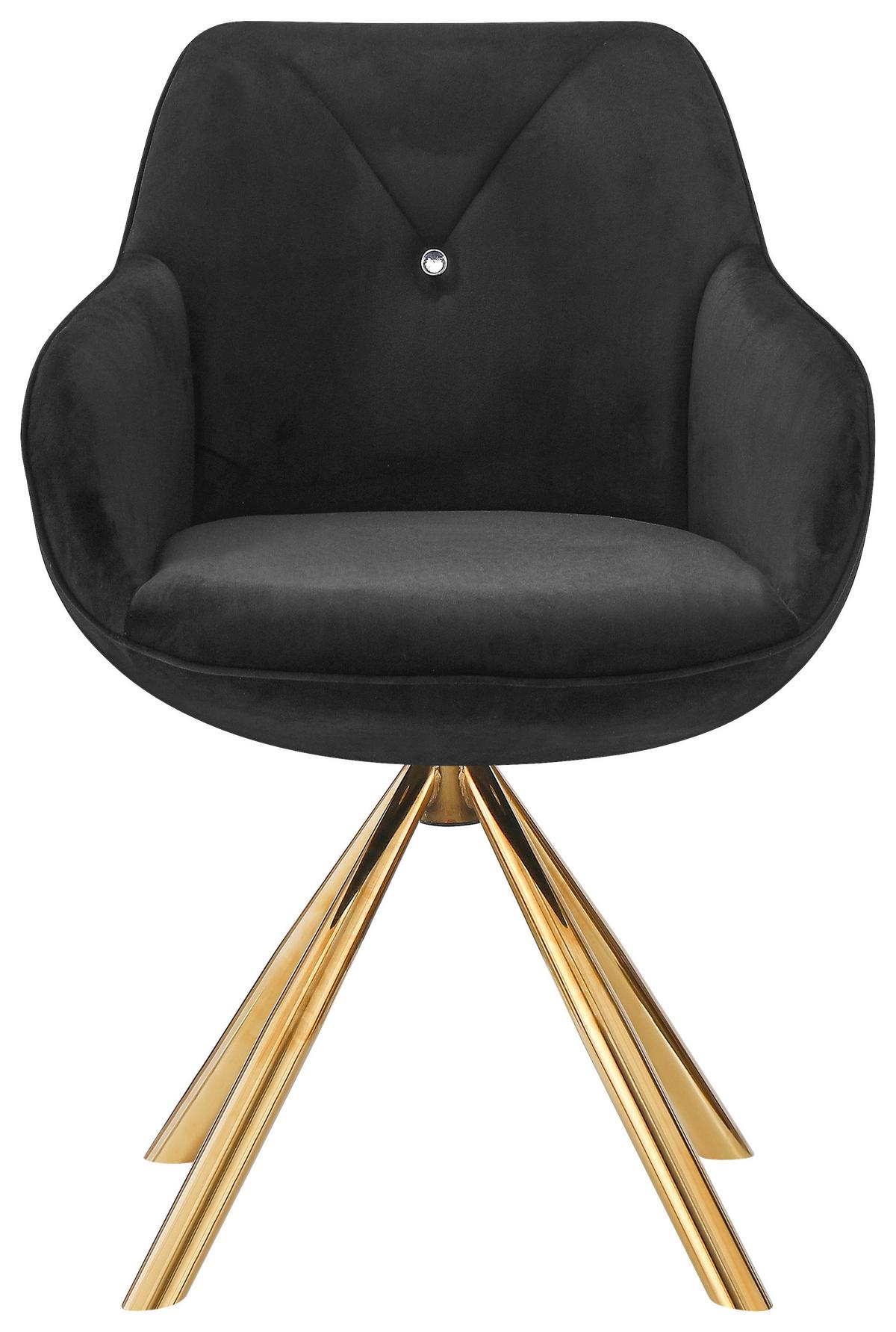 Karosszék Forgatható Relax - fekete/aranyszínű, Lifestyle, textil/fém (60/84/61cm) - Premium Living