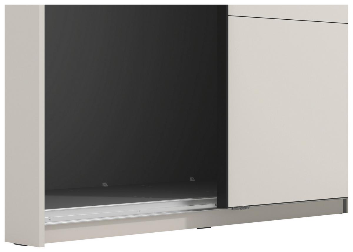 Schwebetürenschrank Gard Kaschmirfarben - Kaschmir/Schwarz, KONVENTIONELL, Holzwerkstoff/Metall (245/217/61cm) - Based