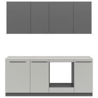 Küchenblock Milino o. E-Geräte Grau - Graphitfarben/Schwarz, Basics, Holzwerkstoff/Kunststoff (210cm) - Visiona