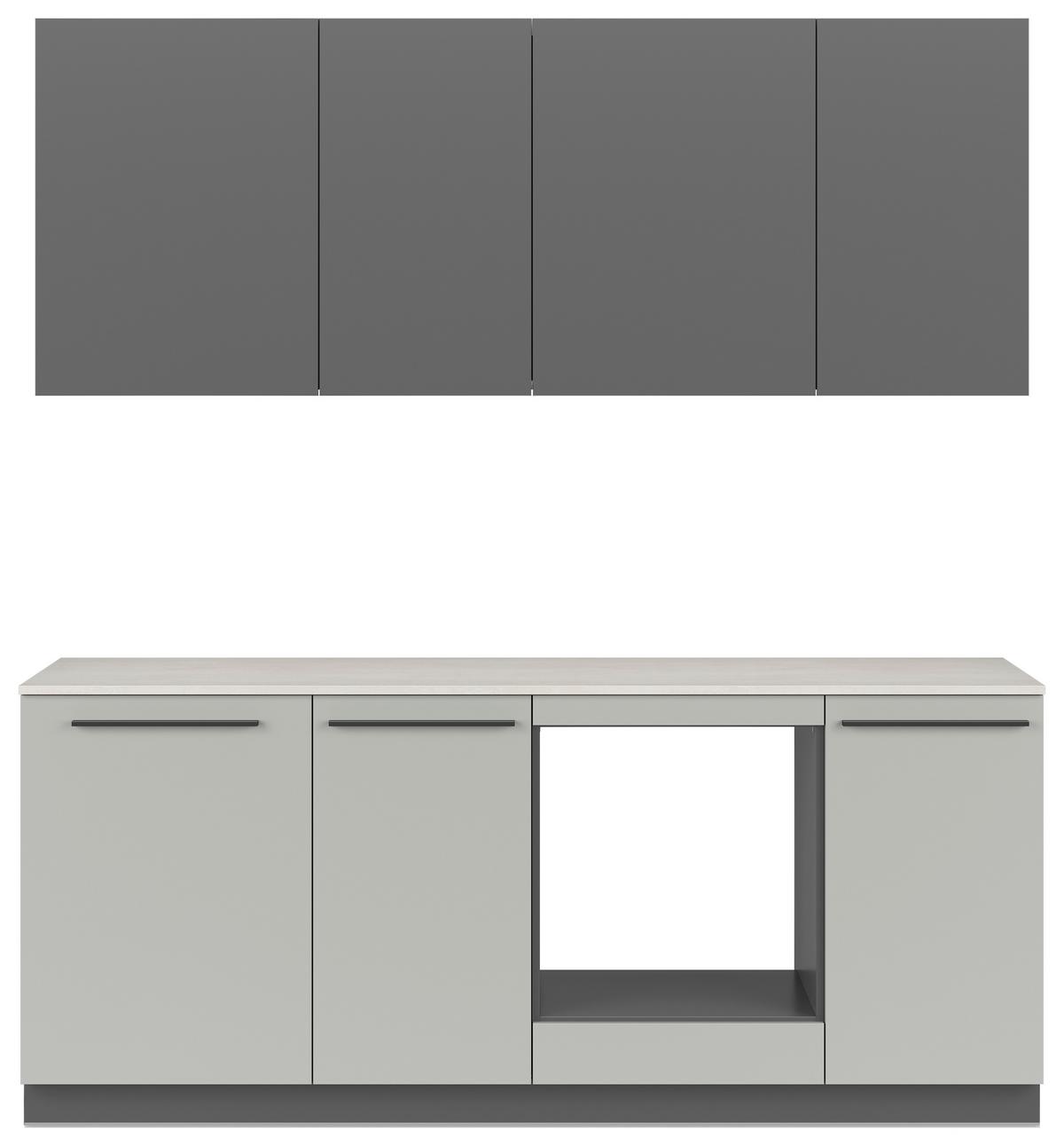 Küchenblock Milino o. E-Geräte Grau - Graphitfarben/Schwarz, Basics, Holzwerkstoff/Kunststoff (210cm) - Visiona