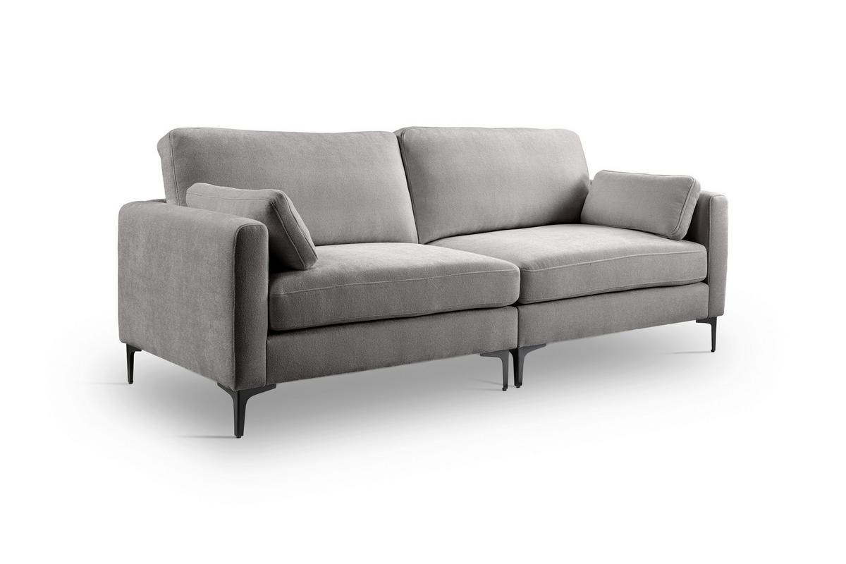 3,5-Sitzer-Sofa Venti Hellgrau - Hellgrau/Schwarz, Basics, Holz/Textil (225/92/97cm) - MID.YOU