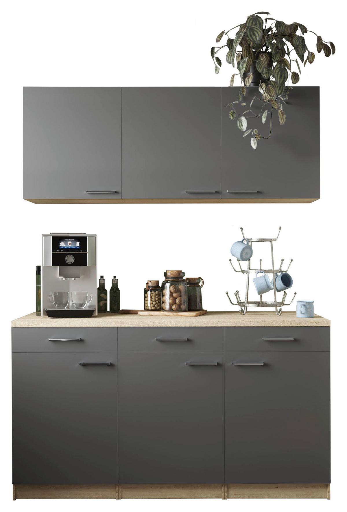 Majhna Kuhinja Merle, 150cm - srebrne barve/siva, Basics, kovina/leseni material (150cm) - Respekta