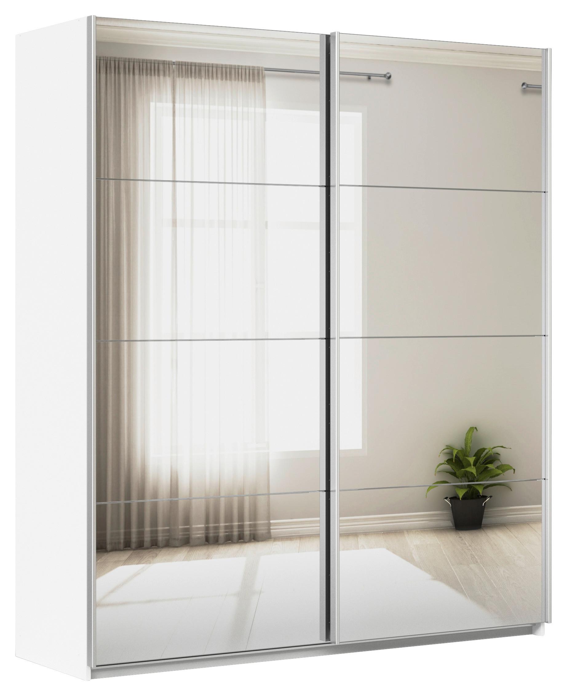 DULAP USI CULISANTE FELDKIRCH - argintiu/alb, Modern, sticlă/material pe bază de lemn (181/210/62cm)