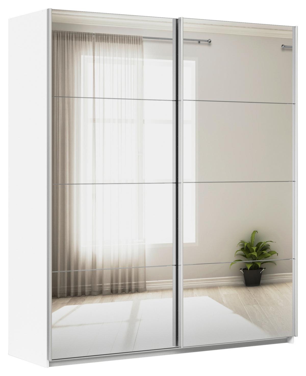 Ormar S Kliznim Vratima Feldkirch - bijela/srebrne boje, Moderno, staklo/drvni materijal (181/210/62cm) - Modern Living