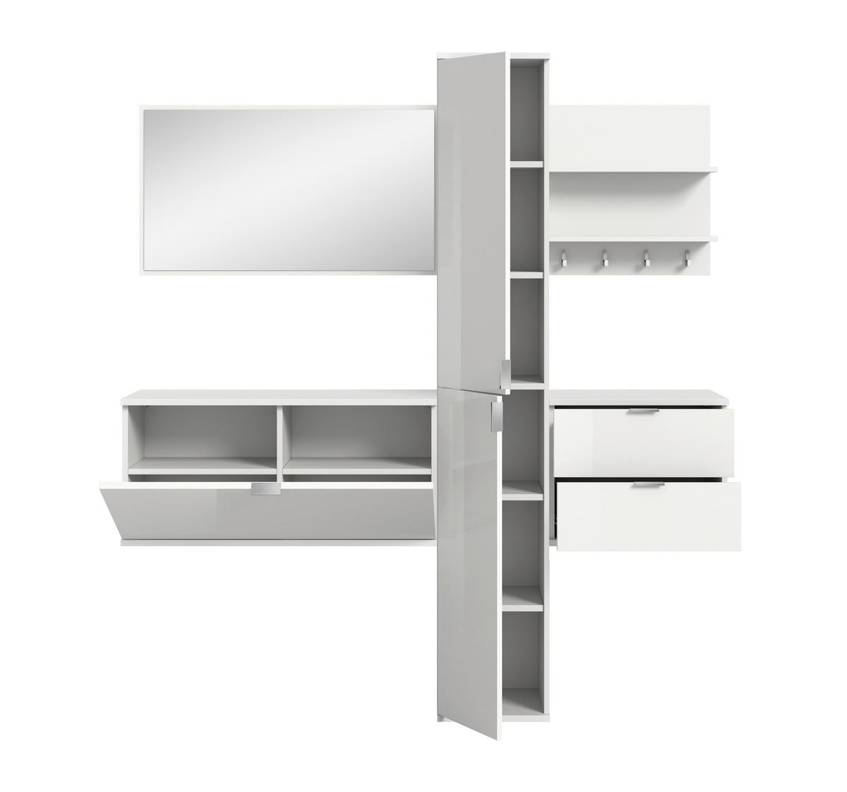 GARDEROBE PROJEKT X - Weiss Hochglanz/Weiss, Design, Holzwerkstoff (174cm) - Livetastic