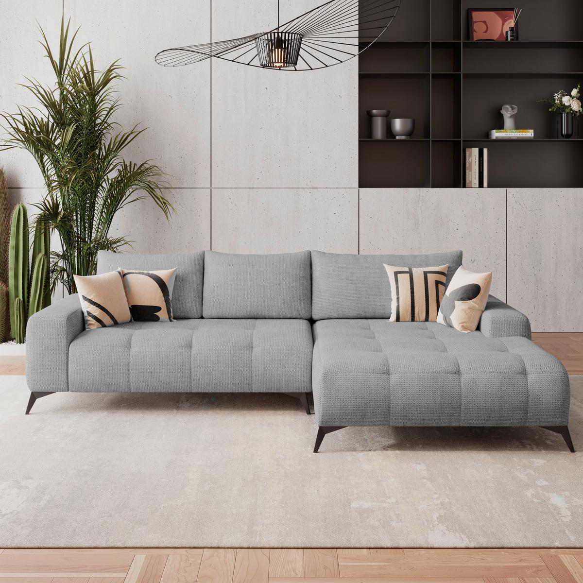 Kutna Garnitura Mauro - siva/crna, Trend, tekstil/metal (290/175cm) - Luca Bessoni