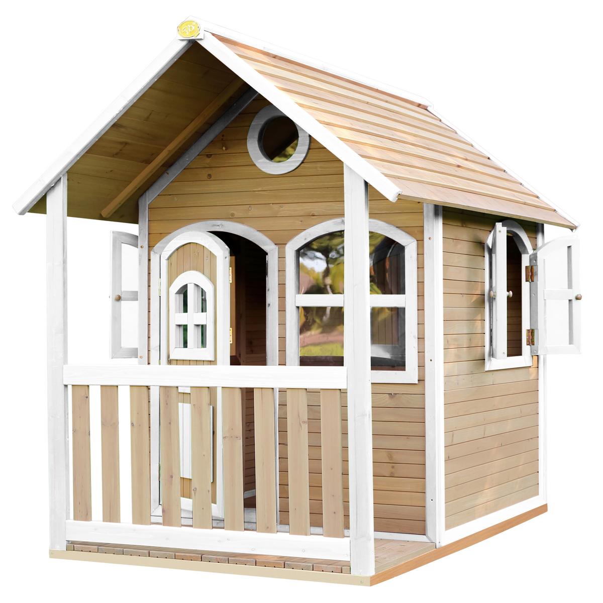 Spielhaus Alex aus Zedernholz - Braun/Weiß, Basics, Holz (137/178/191cm) - Ambia Garden