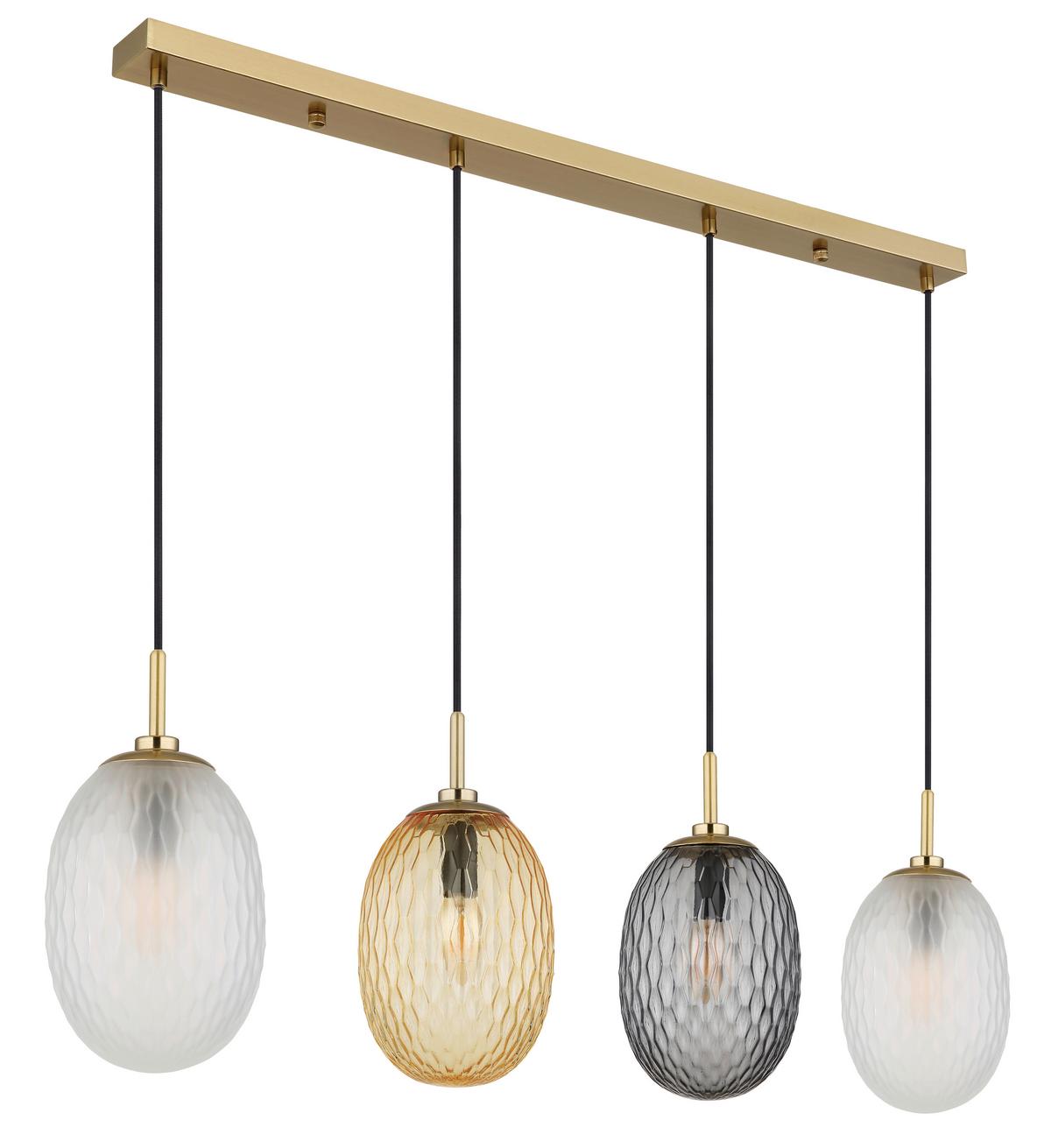 HÄNGELEUCHTE 15899-4H - Weiss/Goldfarben, Basics, Glas/Textil (96/15/120cm) - Globo