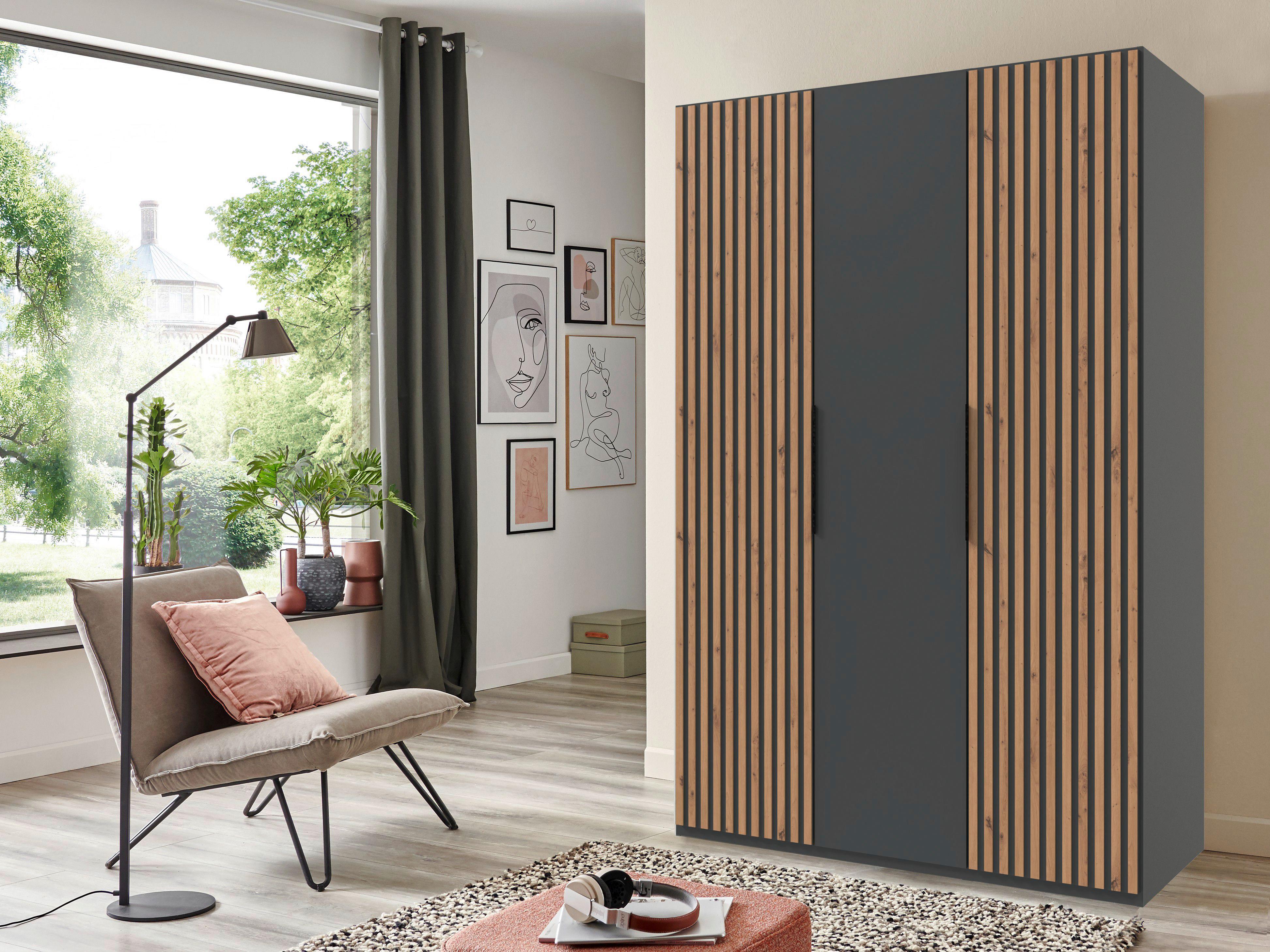 DULAP USI ROTATIVE ANDORRA - culoare lemn stejar/grafit, Modern, material pe bază de lemn (150/216/58cm) - Modern Living