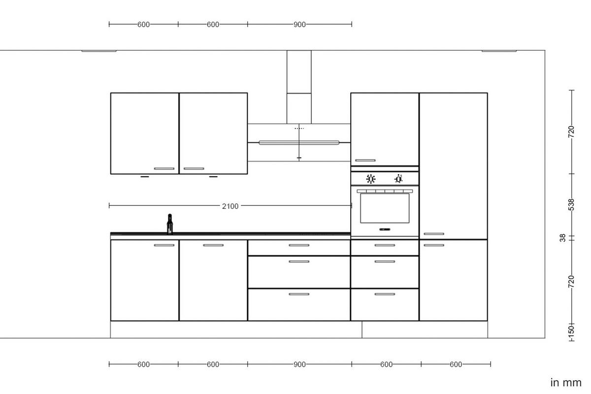 Küchenleerblock Easytouch High o. Geräte Dunkelgrün - Dunkelgrün/Eichefarben, MODERN, Holzwerkstoff/Metall (330cm) - Nobilia