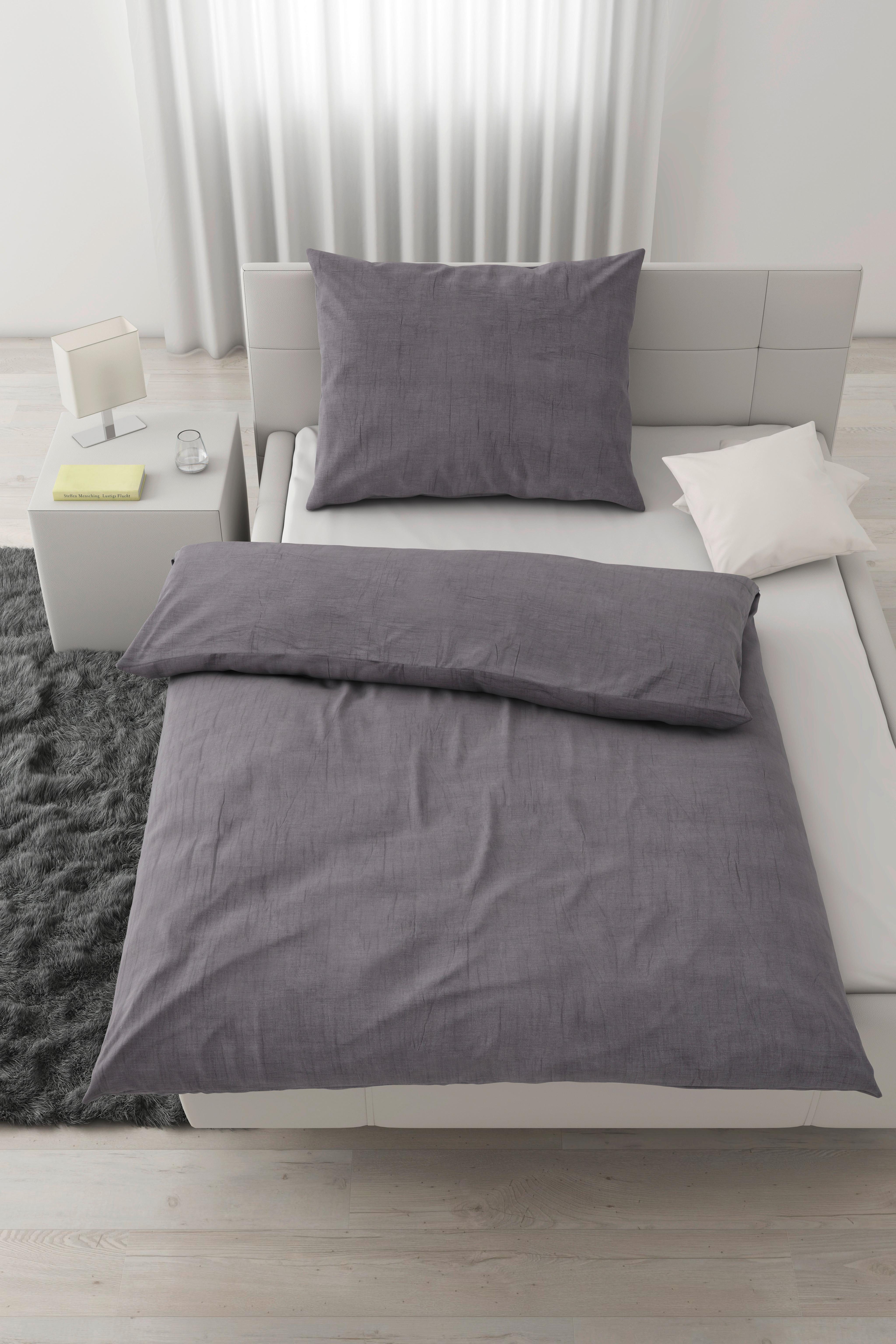 Bettwäsche Melania in Grau ca. 140x200cm - Grau, LIFESTYLE, Textil (140/200cm) - Modern Living
