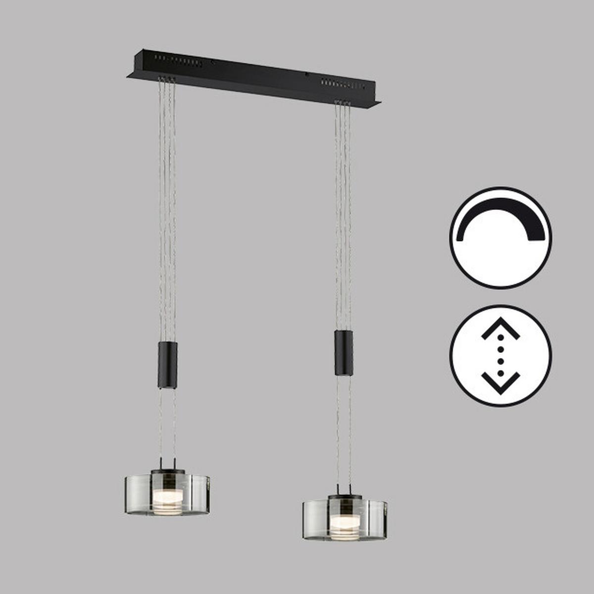 LED-Pendelleuchte Lavin Schwarz max. 9 Watt - Schwarz, Design, Glas/Metall (64/20/160cm) - Fischer & Honsel
