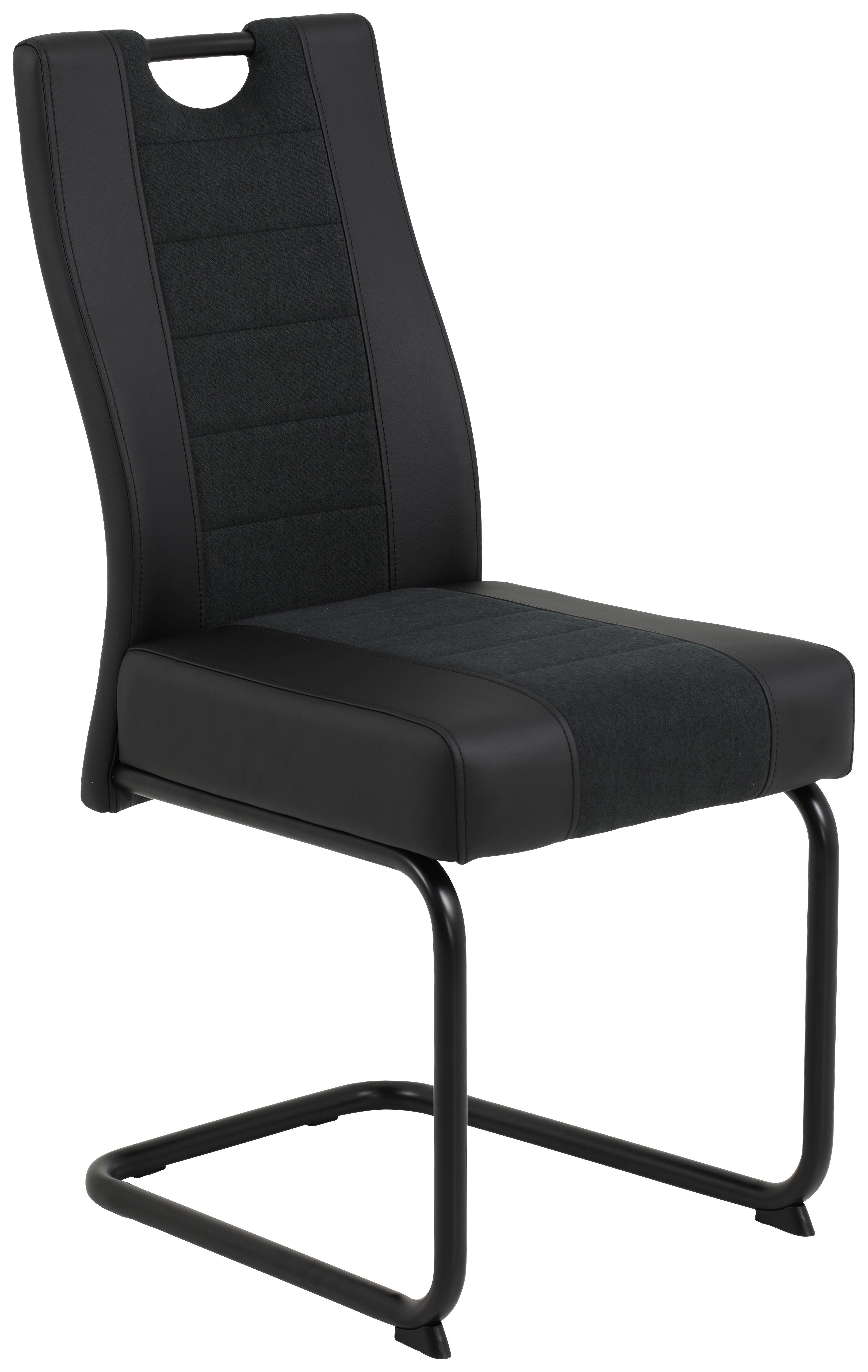 KRZESŁO NA PŁOZIE DANIELA S - antracytowy/czarny, Konventionell, metal/tkanina (43/99/60cm) - Carryhome