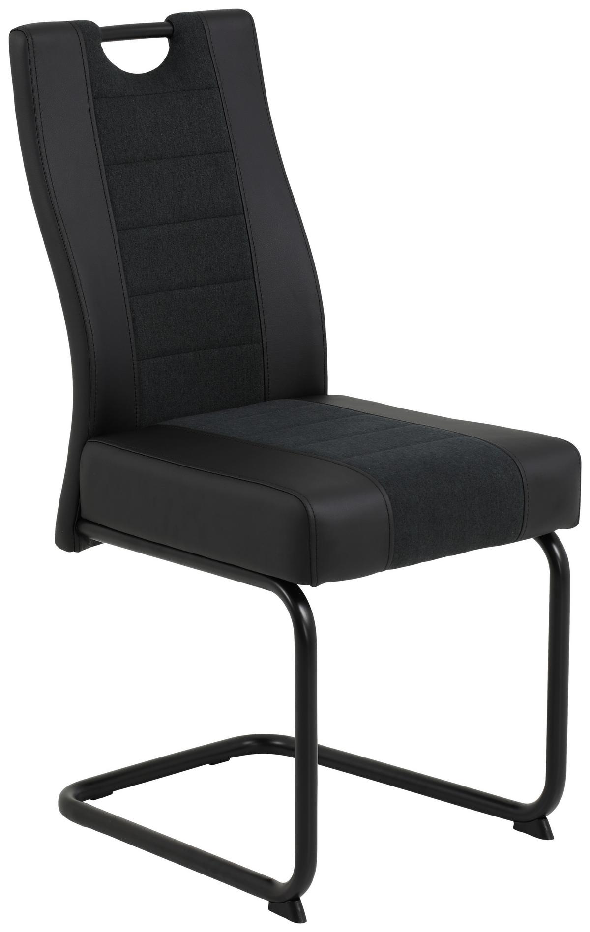 KRZESŁO NA PŁOZIE DANIELA S - antracytowy/czarny, Konventionell, metal/tkanina (43/99/60cm) - Carryhome