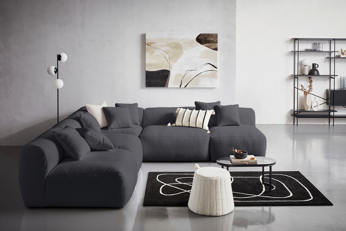 Modul Sofaelement Bloom Ecke Dunkelgrau - Dunkelgrau, Trend, Textil (115/70/115cm) - Livetastic