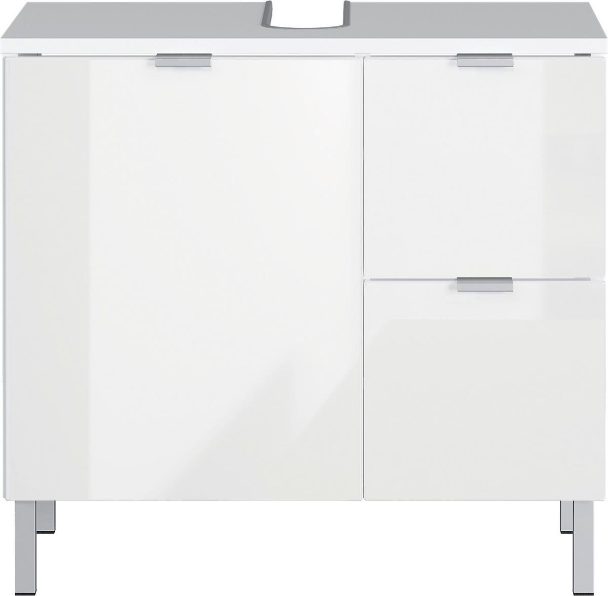 Waschbeckenunterschrank GW-Mau resa ca.60x56x34cm Weiß - Chromfarben/Weiß, KONVENTIONELL, Holzwerkstoff/Metall (60/56/34cm) - Germania