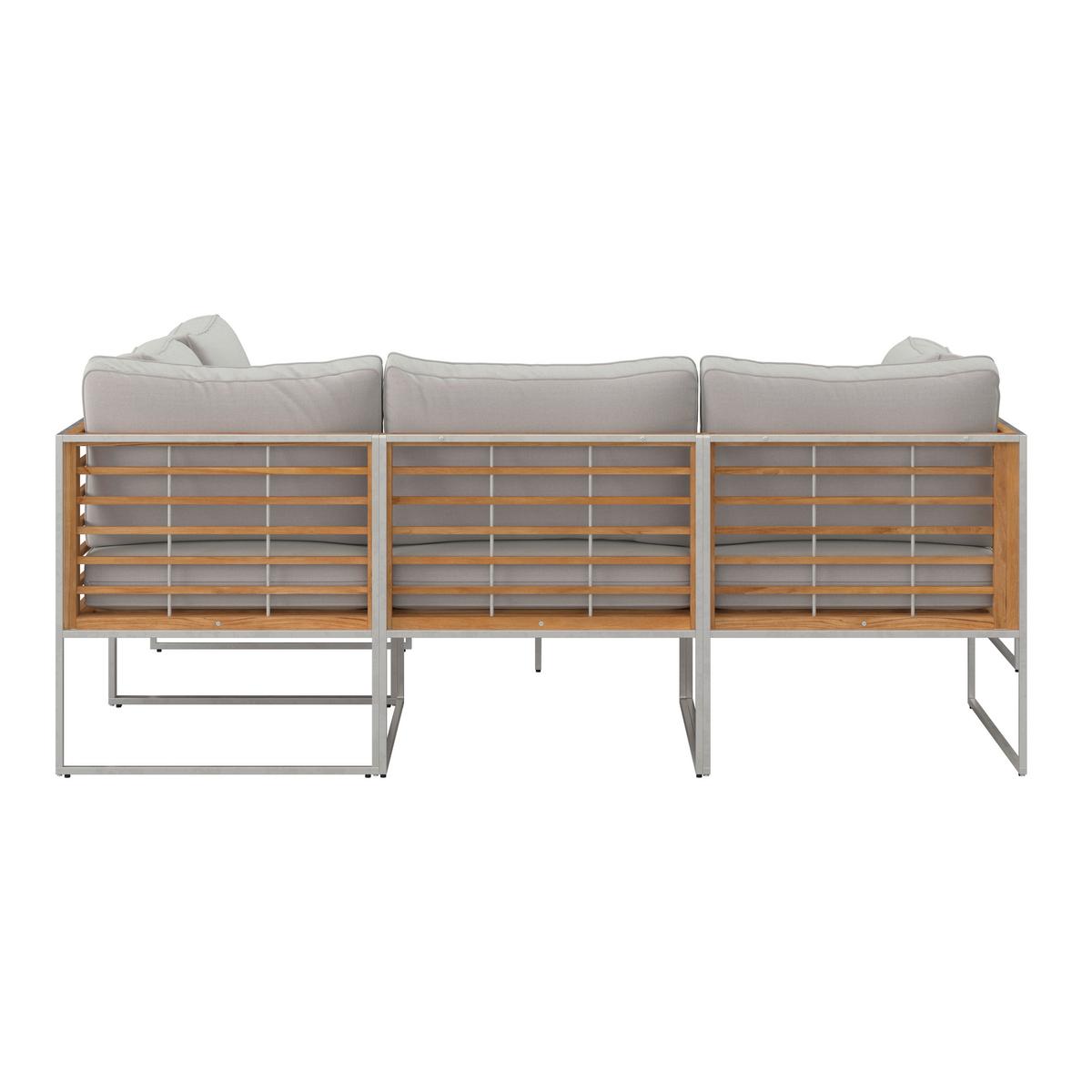 KOMPLET MEBLI TARASOWYCH TEAKLINE - beżowy/kolor stalowy, Modern, metal/tkanina - Ambia Garden