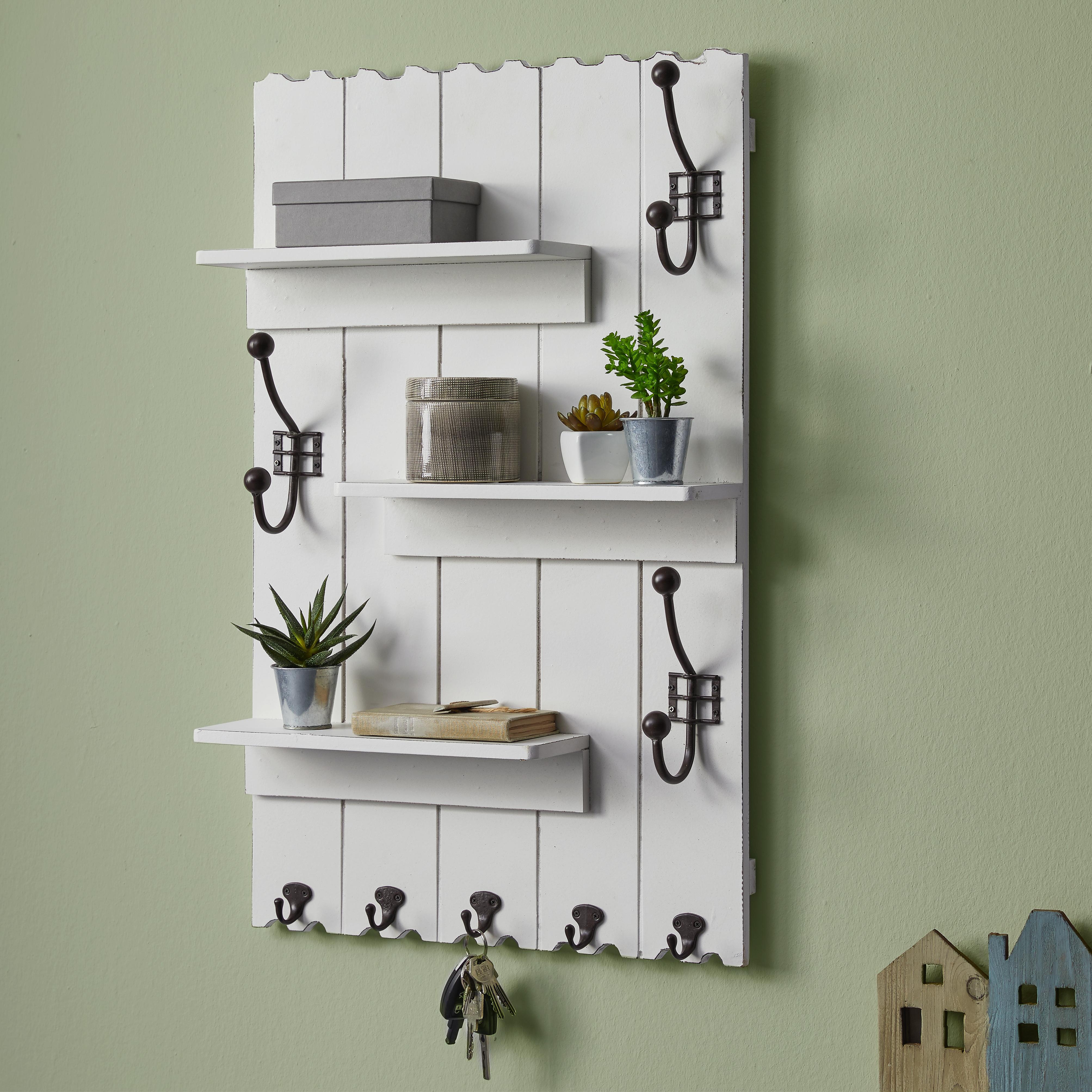 Garderobenpaneel in Weiß 'Lola' - Weiß, MODERN, Holz/Metall (50/80/13cm) - Bessagi Home