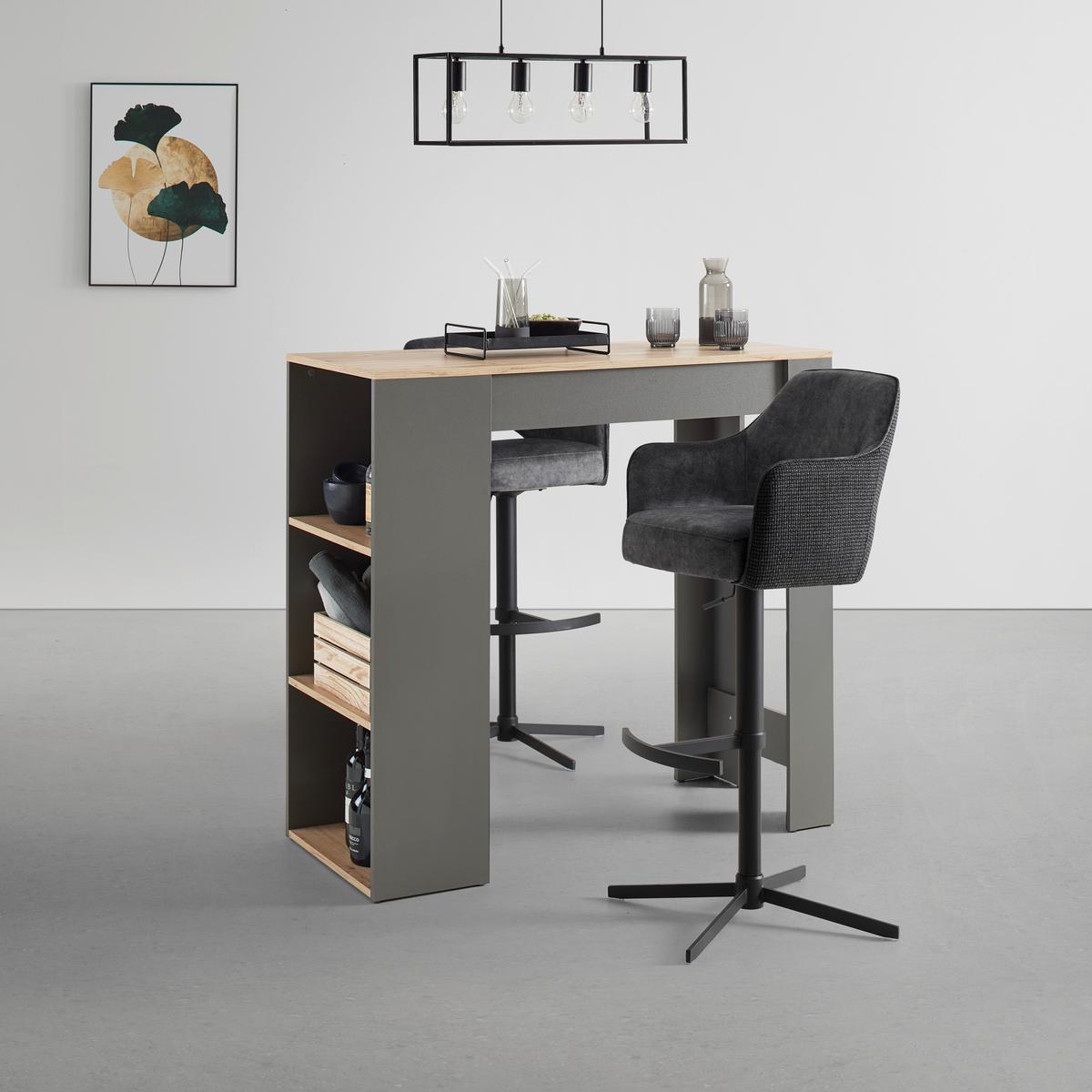 Barhocker Valletta Anthrazit/Schwarz - Anthrazit/Schwarz, KONVENTIONELL, Textil/Metall (57/92-119/52cm) - Premium Living