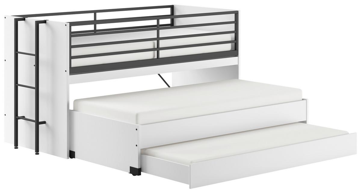 Hochbett Sam Weiß ca. 90x200 cm - Weiß, MODERN, Holzwerkstoff (90/200cm) - Vipack