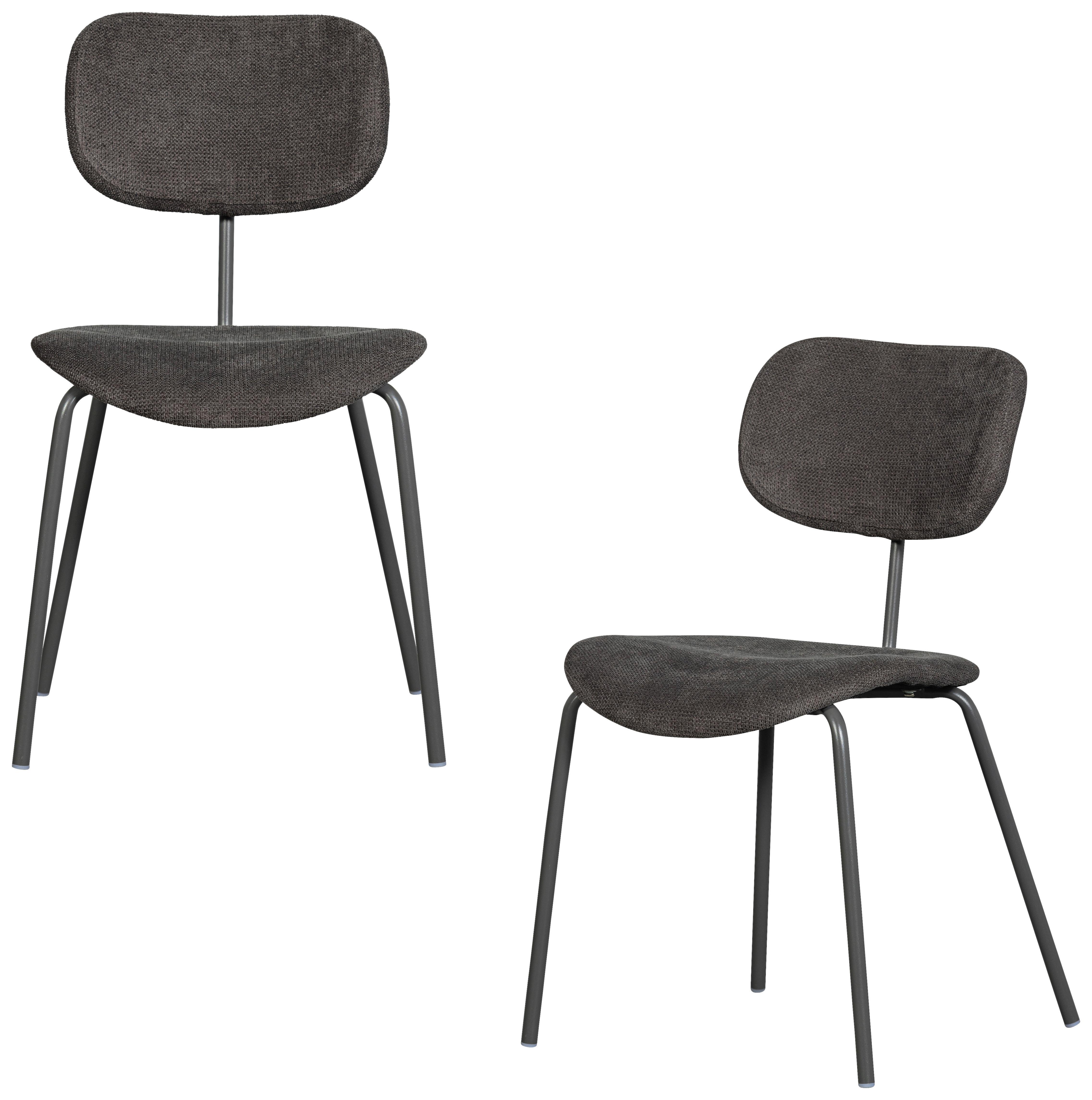 Stuhl-Set Link Braun/Grau B: 54cm - Schwarz/Braun, MODERN, Textil/Metall (54/78/45cm) - Livetastic
