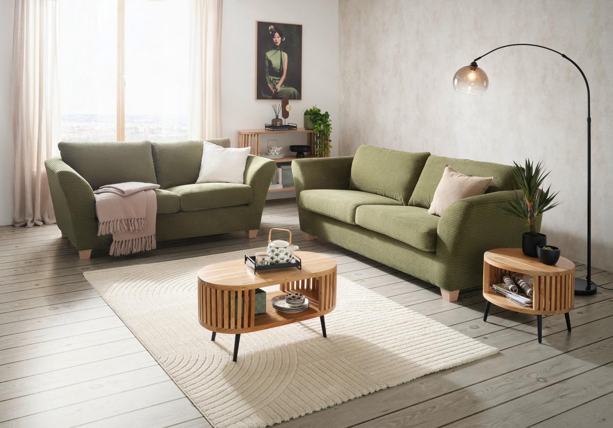 2-Sitzer-Sofa Devado Dunkelgrün - Dunkelgrün/Naturfarben, Holz/Textil (190/70-85/95cm) - Mömax