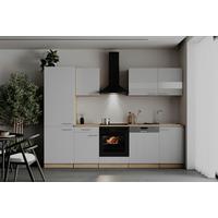 Küchenblock Merle m. Geräten Weiß - Edelstahlfarben/Eichefarben, Basics, Holzwerkstoff/Metall (280cm) - Respekta