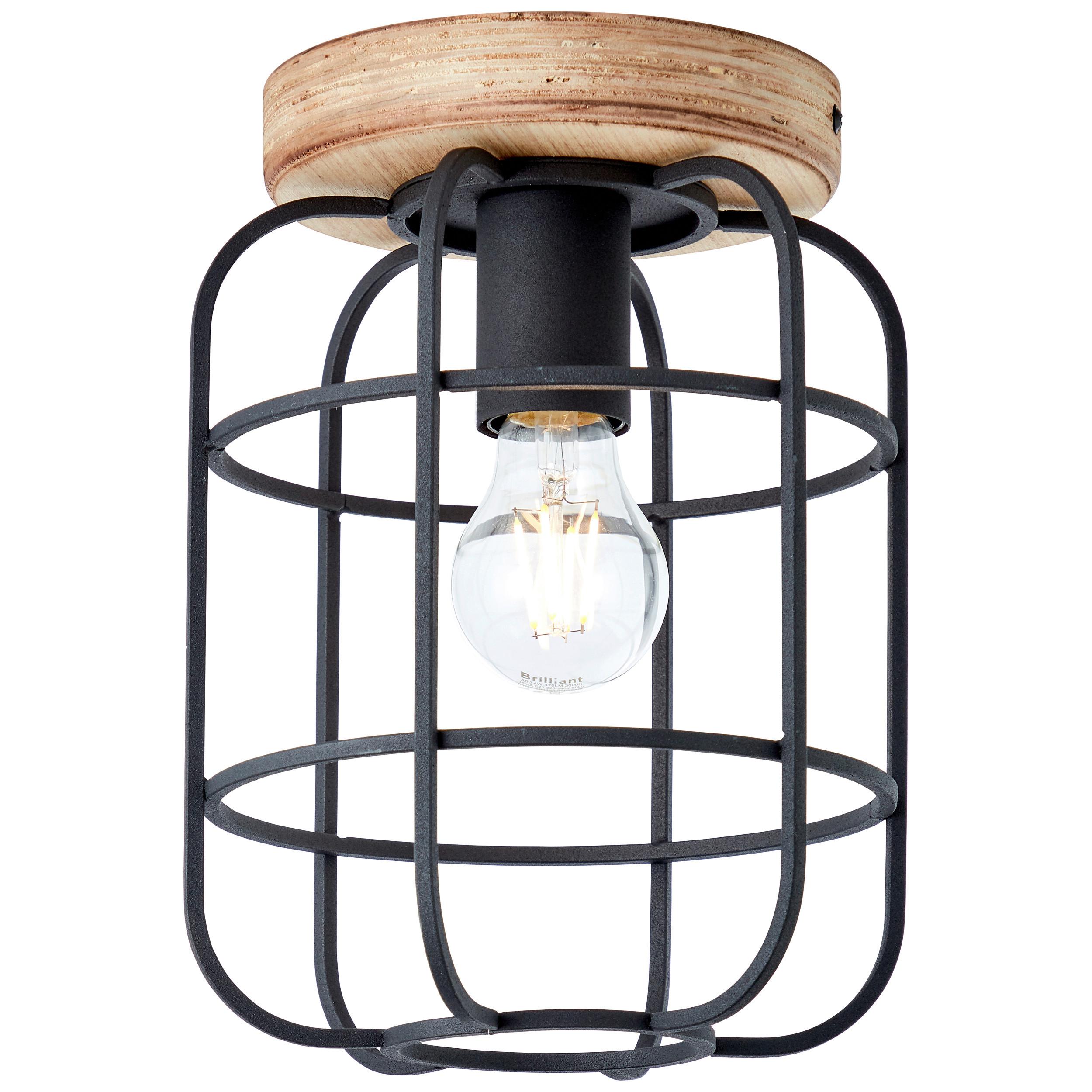 Deckenleuchte Gwen Schwarz max. 40 Watt - Schwarz, Basics, Holz/Metall (20/26,8cm) - Brilliant