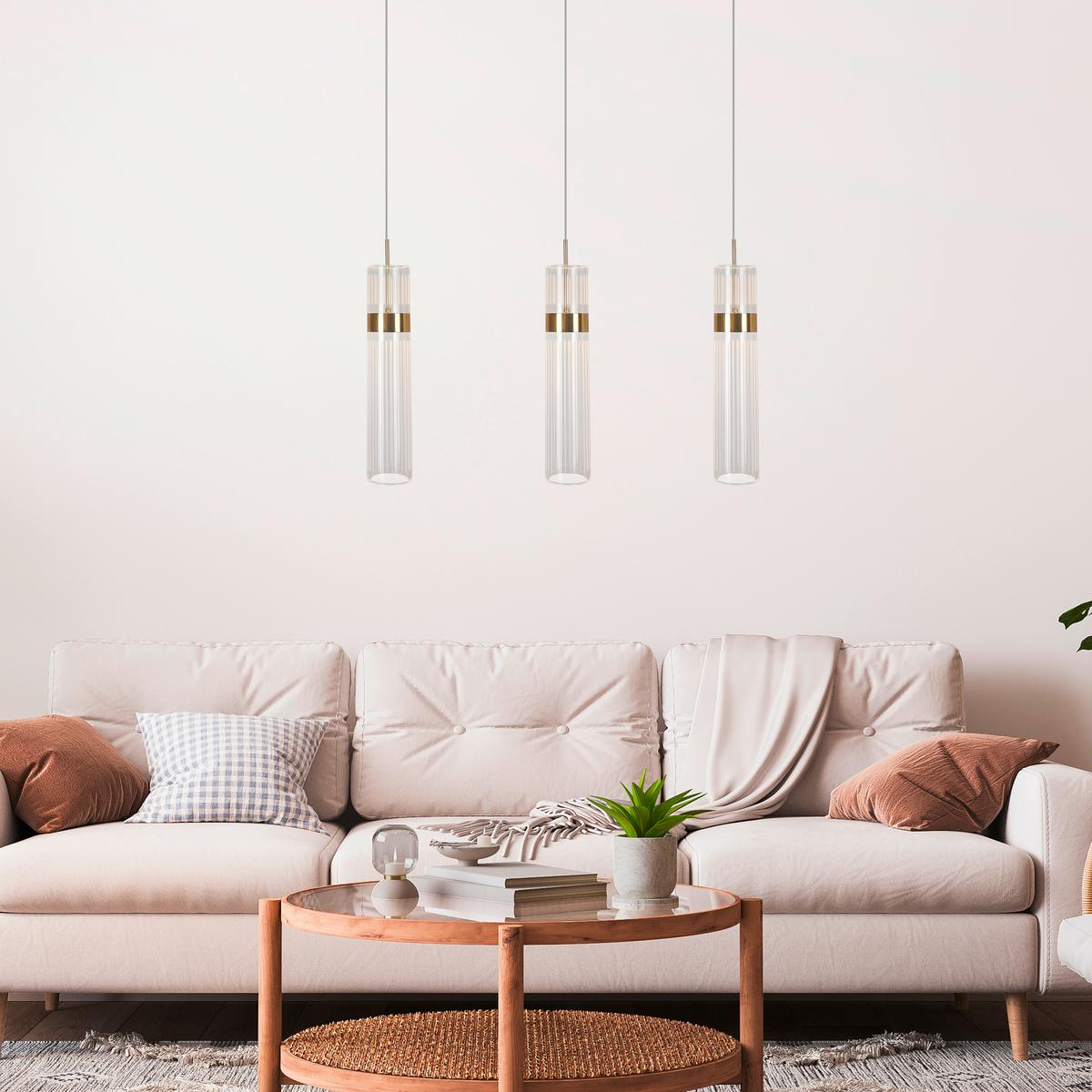 Led-hängeleuchte Lp-1510/3l Gd Ambiente 3 Gold - Goldfarben, Konventionell, Kunststoff (120/60/6cm)