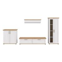 Dnevni Regal Verona, Bela, Barva Macesna, 4-Delni - srebrne barve/črna, Design, umetna masa/leseni material (336/161/40cm) - Livetastic