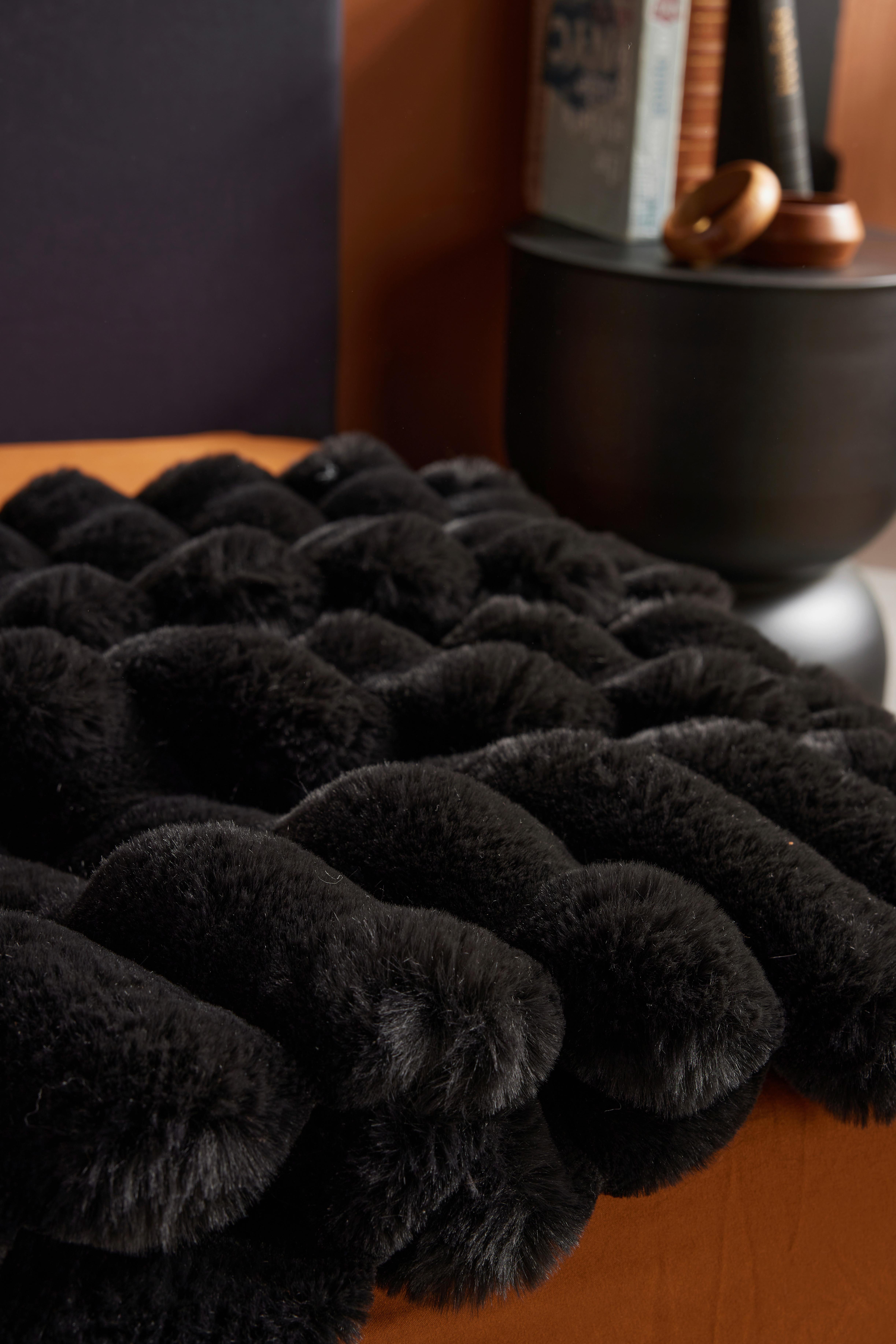 Pătură din blană ecologică Blanket Mokka Reglisse - negru, textil (130/180cm)