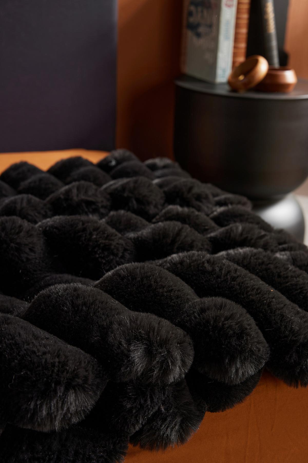 Pătură din blană ecologică Blanket Mokka Reglisse - negru, textil (130/180cm)