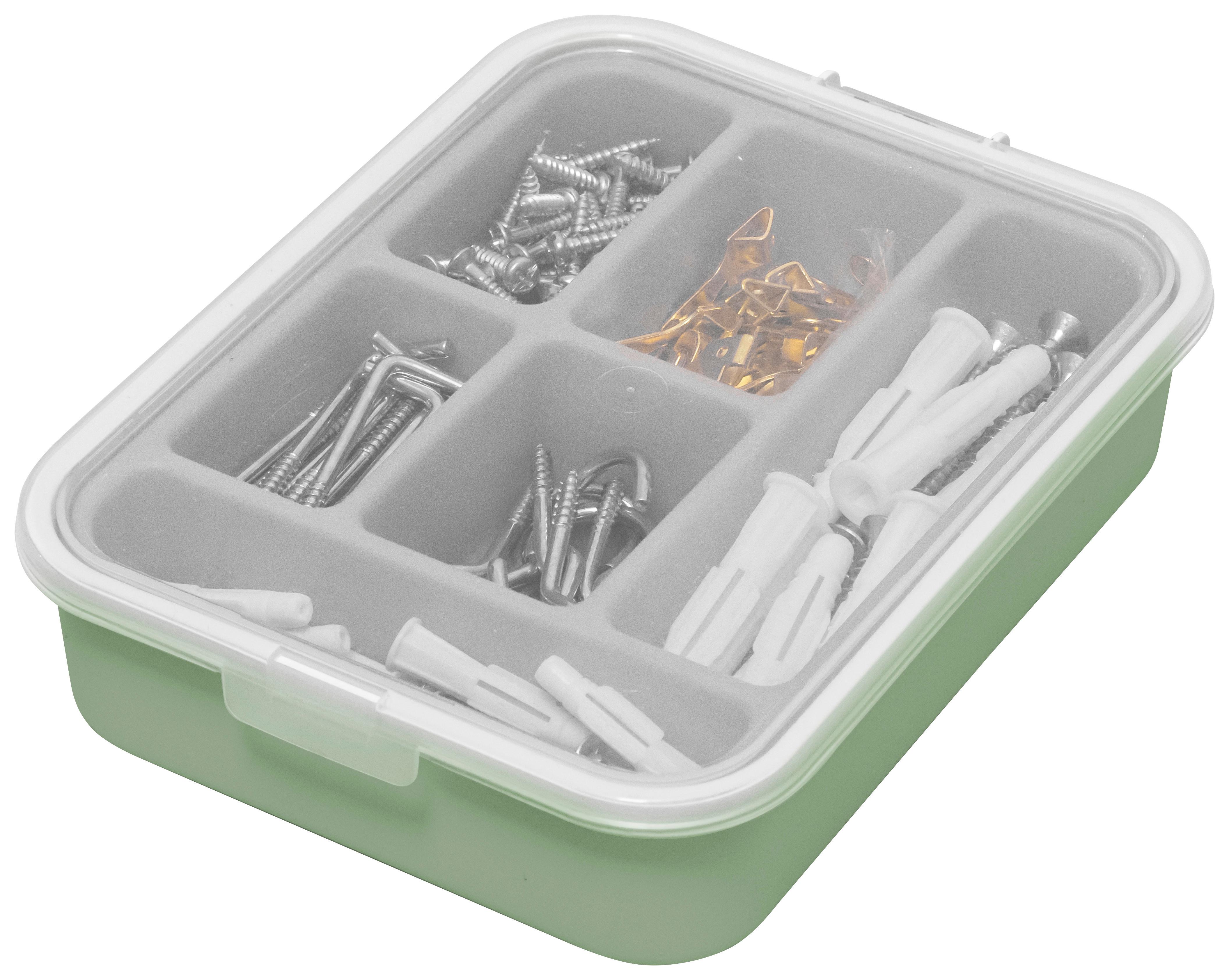 Schrauben-/Dübelsortimentbox 130 Stück - Grau/Grün, MODERN, Kunststoff/Metall (18,5/14/4,3cm) - Mömax